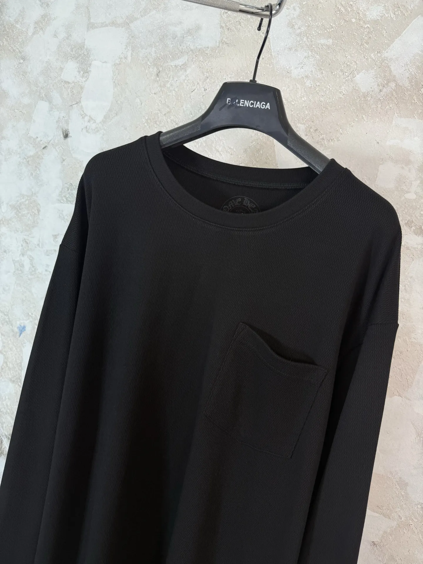 Leather-Patch Waffle Knit Long-Sleeve T-Shirt D24519211 — view 8