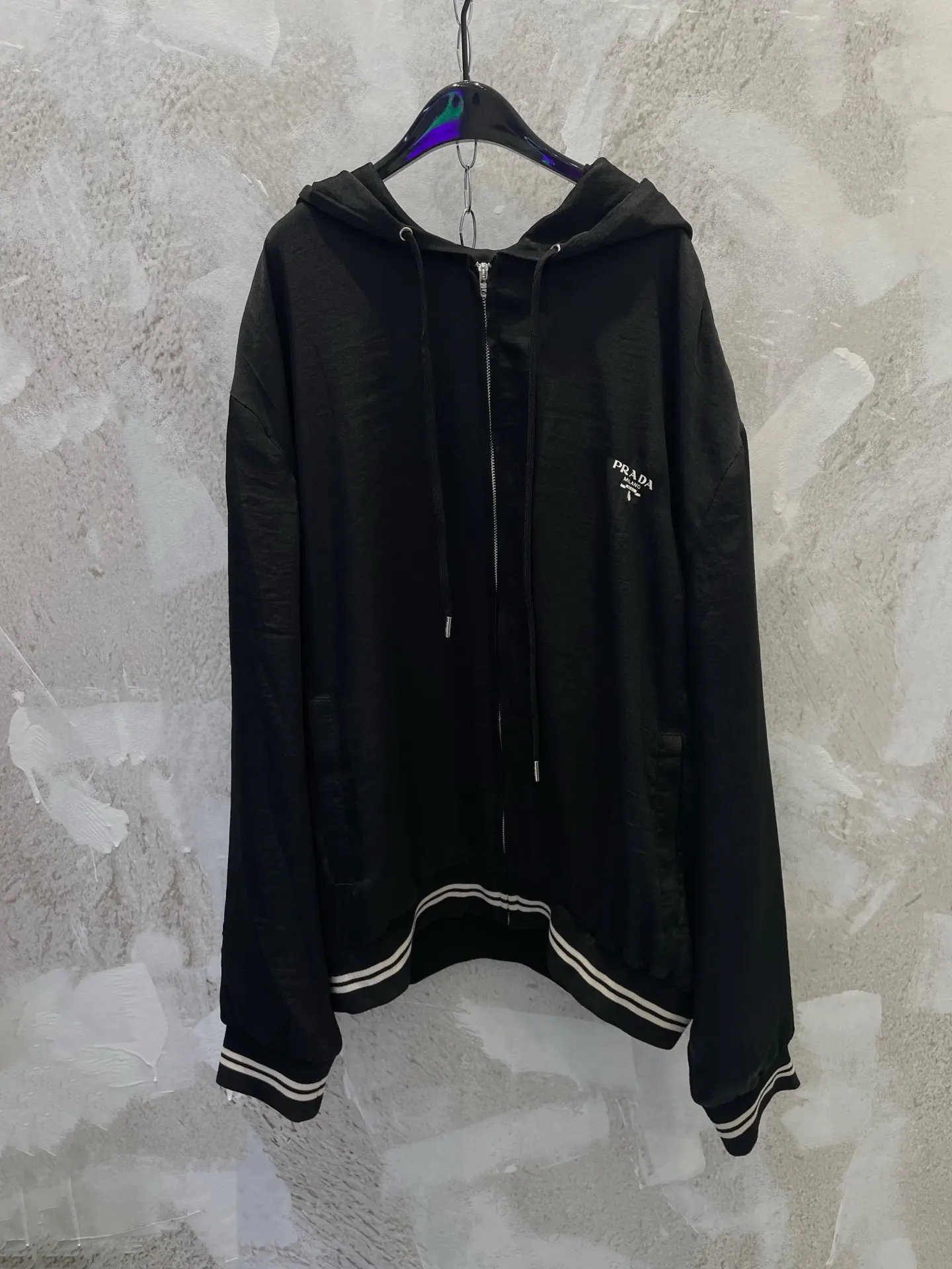 Logo-Print Silk-Blend Hooded Zip-Up Jacket D25813360