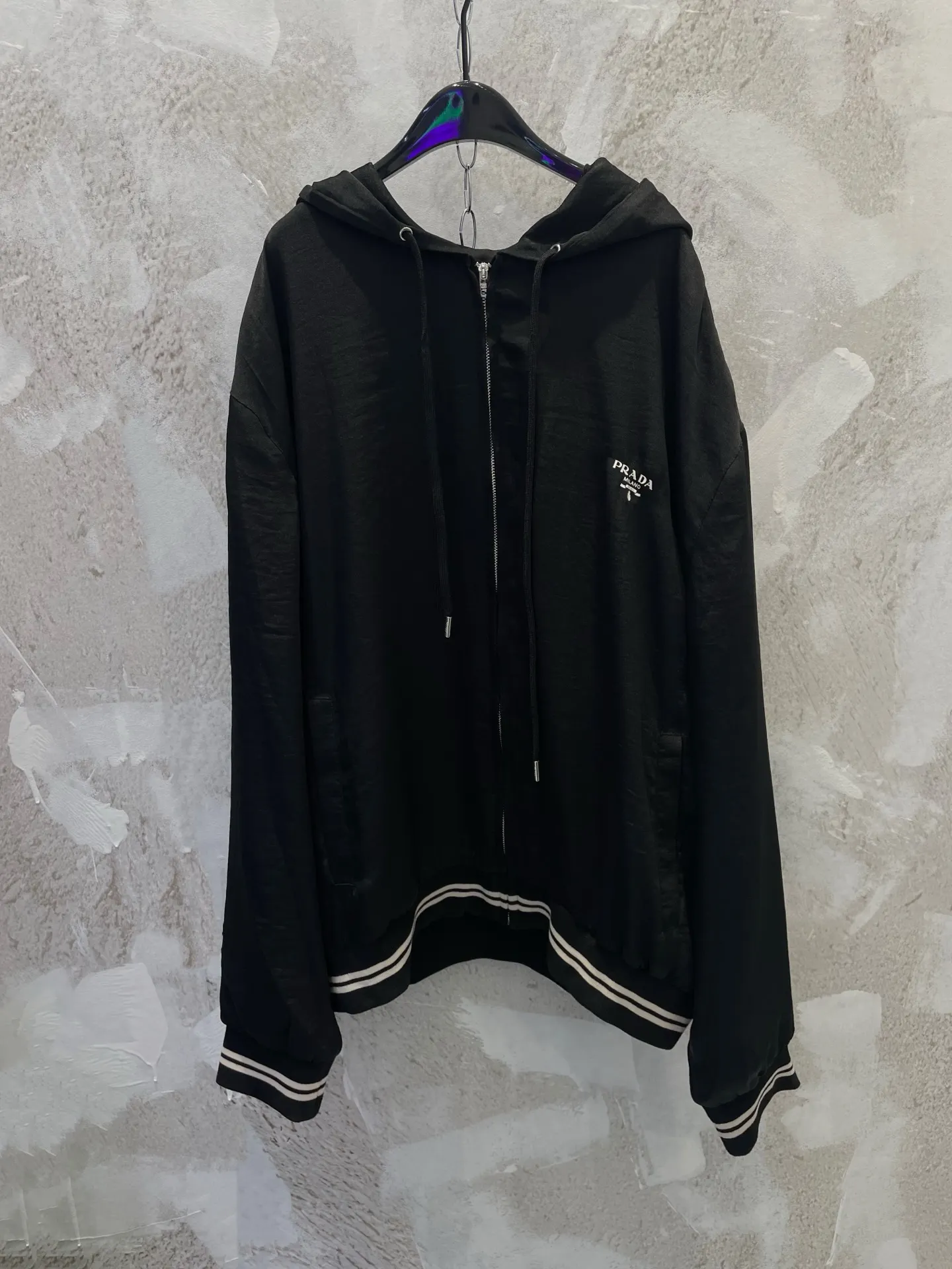 Logo-Print Silk-Blend Hooded Zip-Up Jacket D25813360