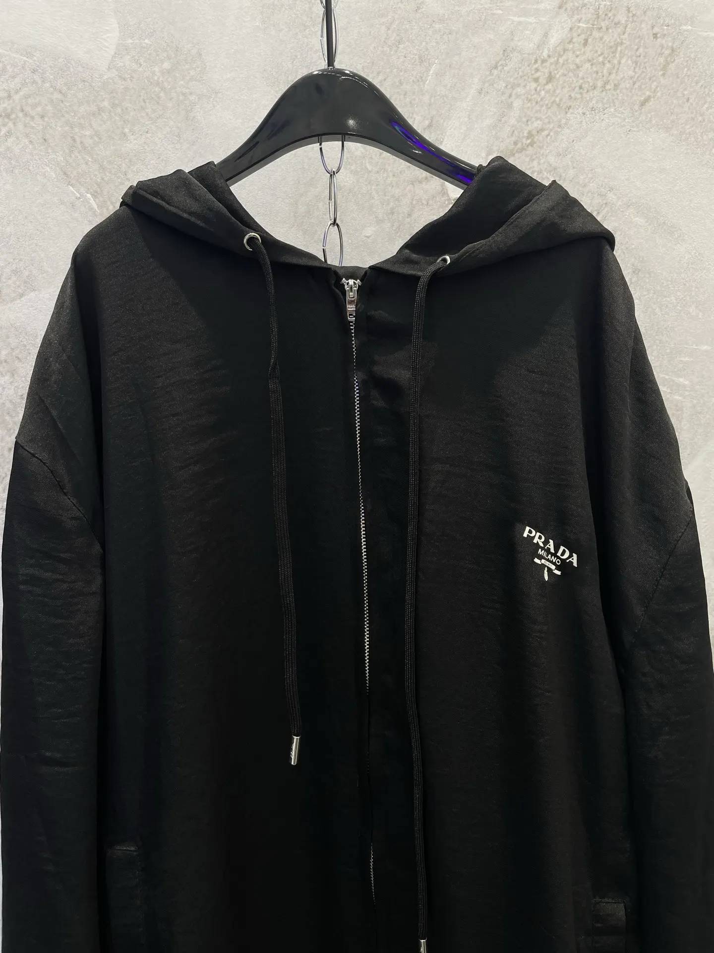 Logo-Print Silk-Blend Hooded Zip-Up Jacket D25813360 — view 3