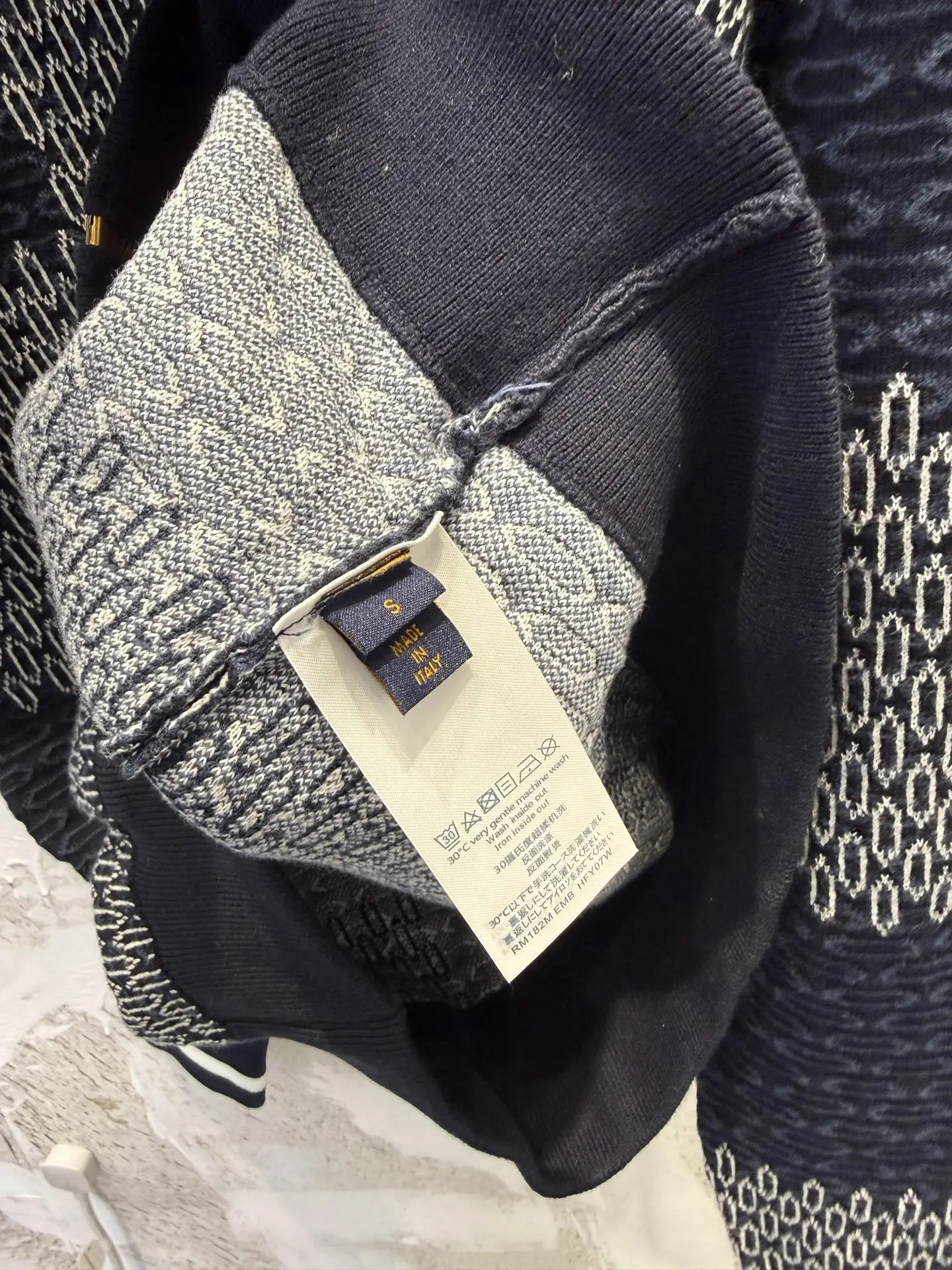 Damier Pattern Knit Bomber Cardigan D26013352 — view 9