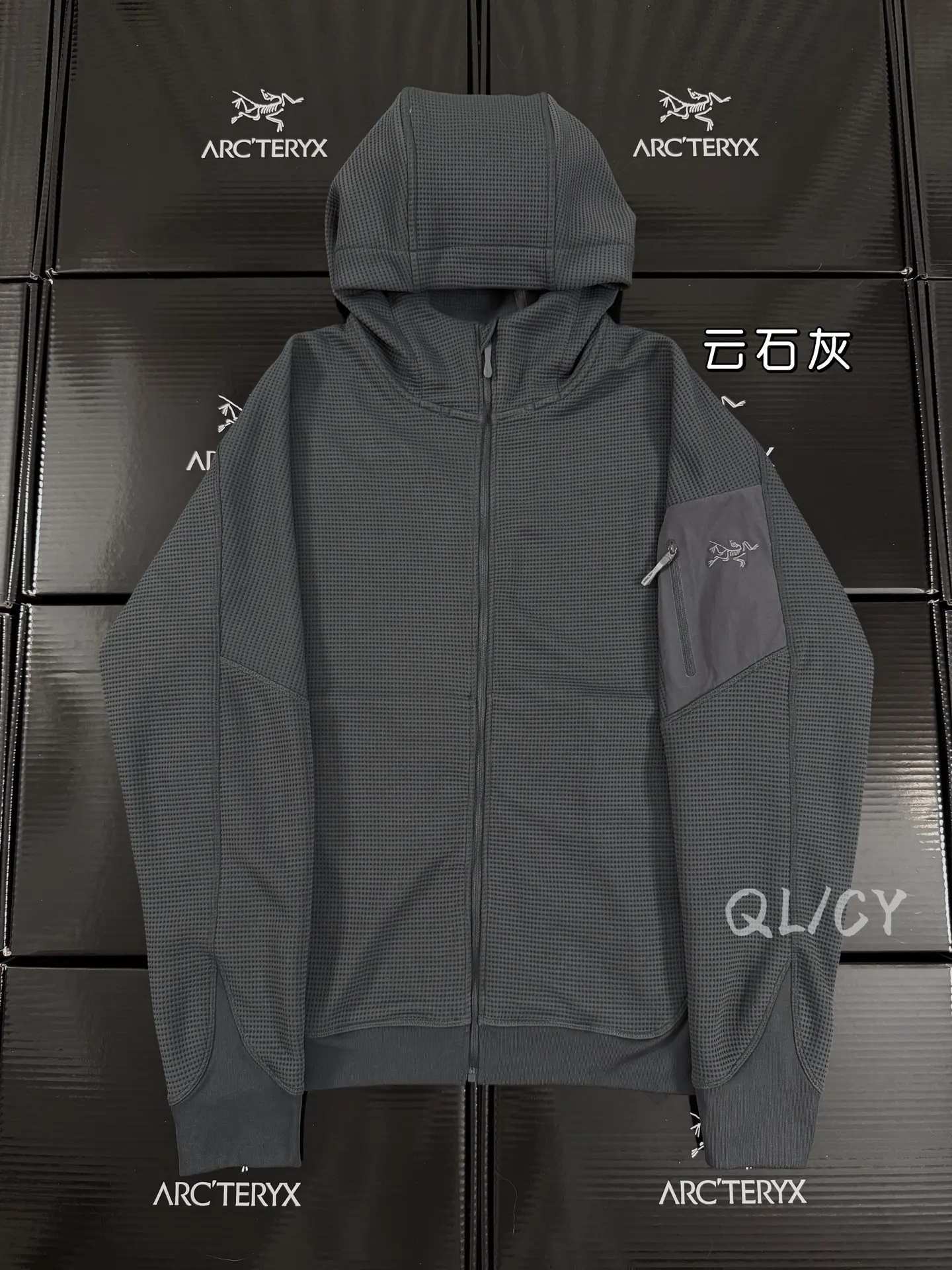 Olera Waffle-Knit Hooded Zip-Up Jacket D28020891