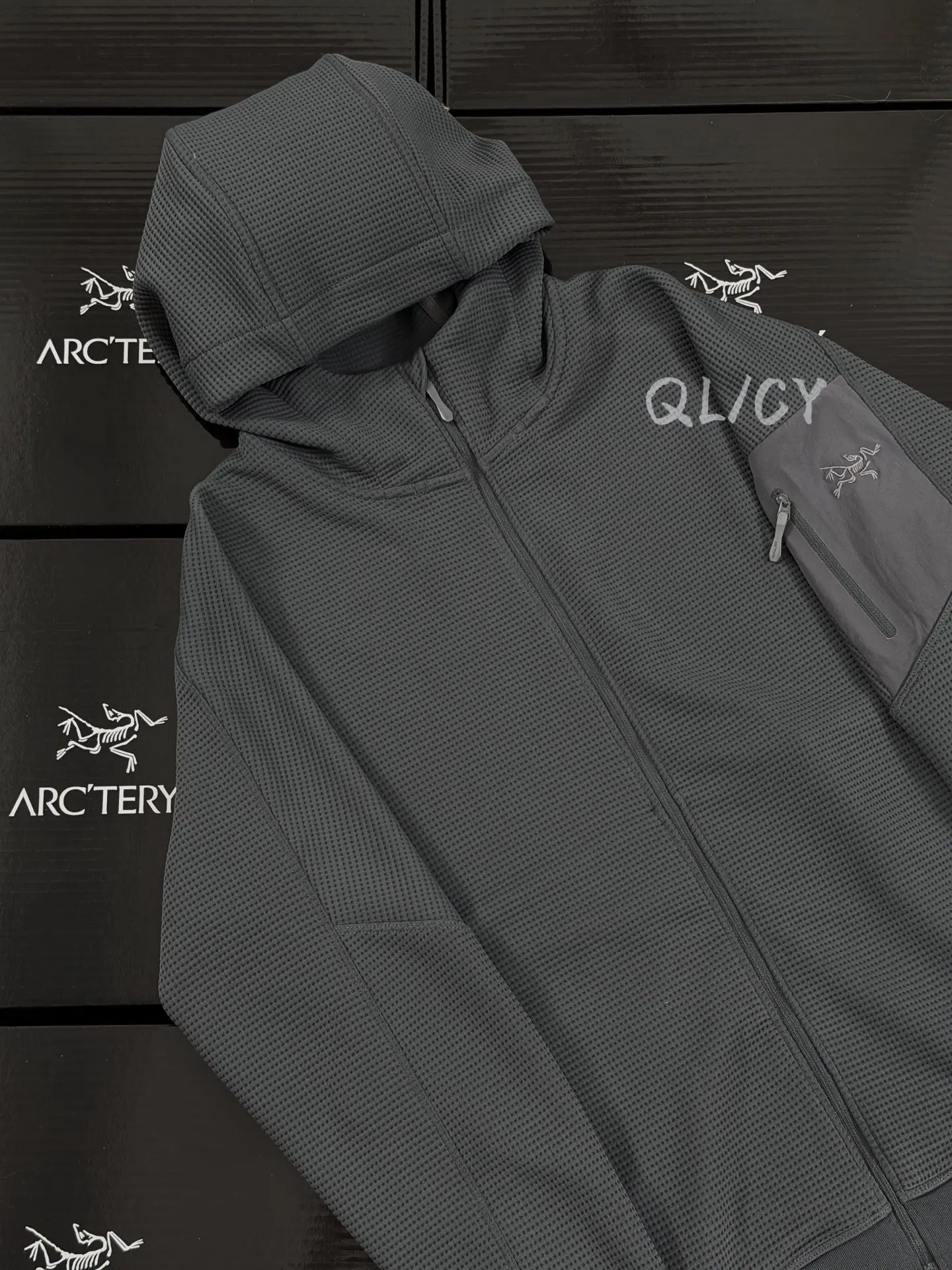 Olera Waffle-Knit Hooded Zip-Up Jacket D28020891 — view 3