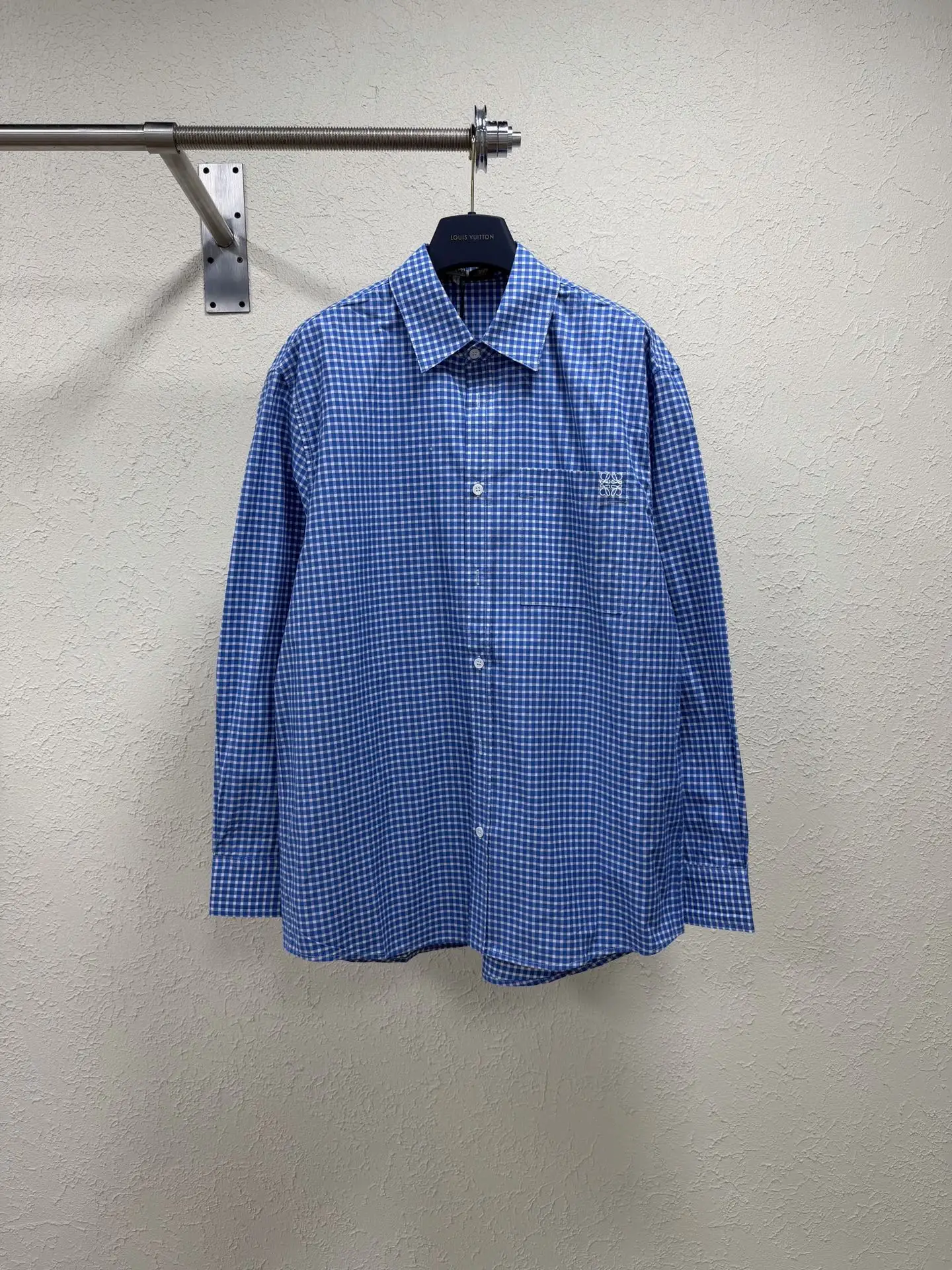 Anagram Embroidered Gingham Cotton Shirt D26019093