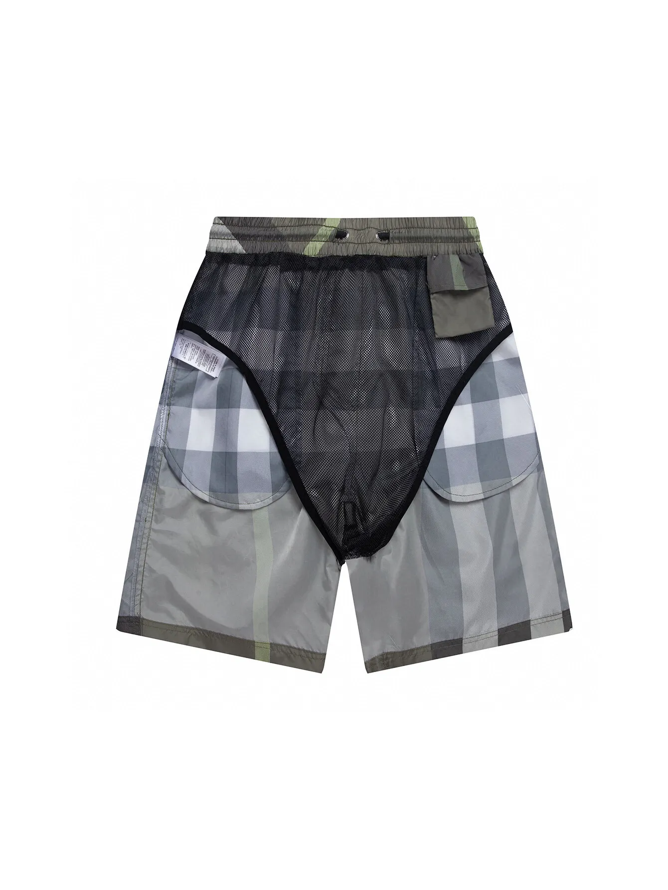 Check Print Drawstring Swim Shorts D10516287 — view 4