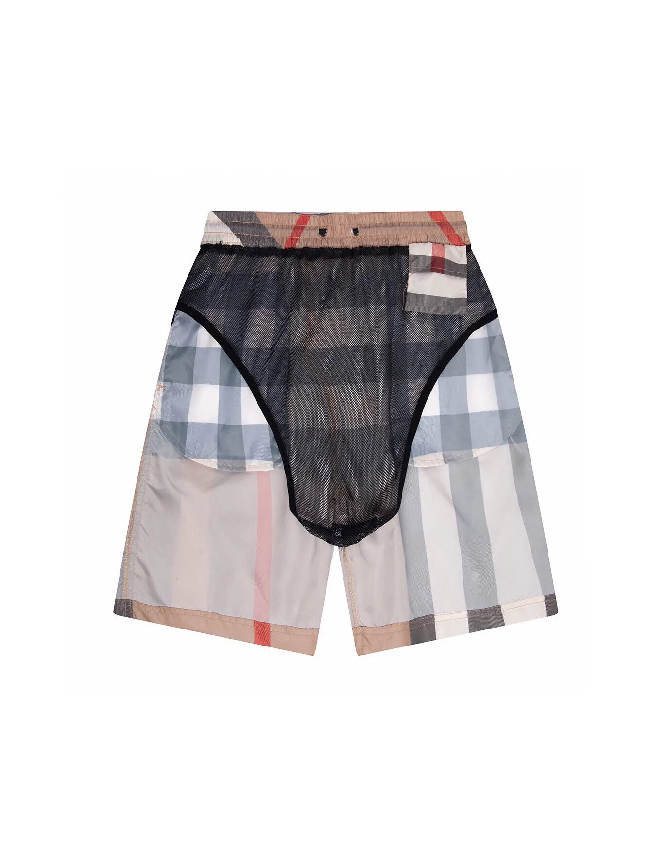 Check Print Drawstring Swim Shorts D10516285 — view 4