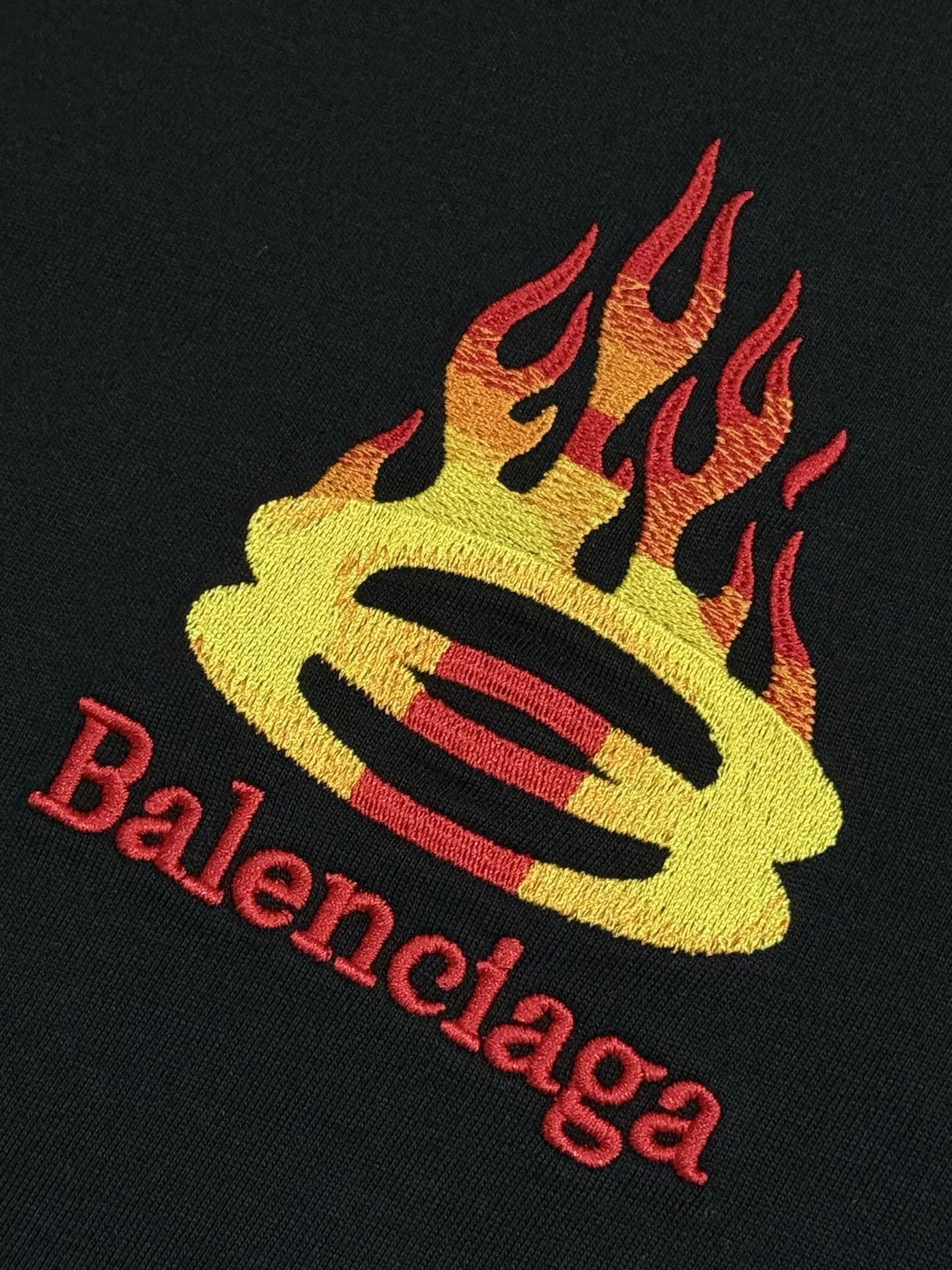 Flame Logo Embroidered Cotton T-Shirt D13513745 — view 5