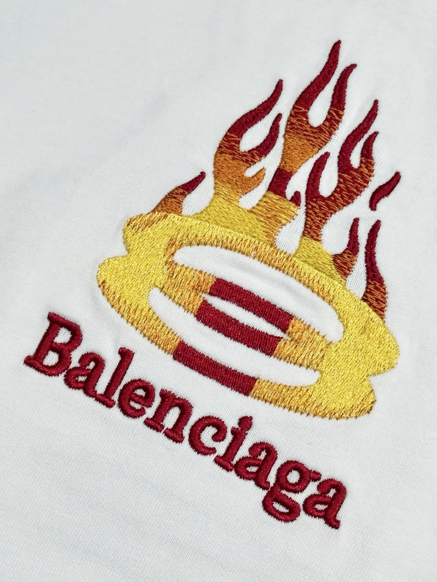 Flame Logo Embroidered Cotton T-Shirt D13513744 — view 5