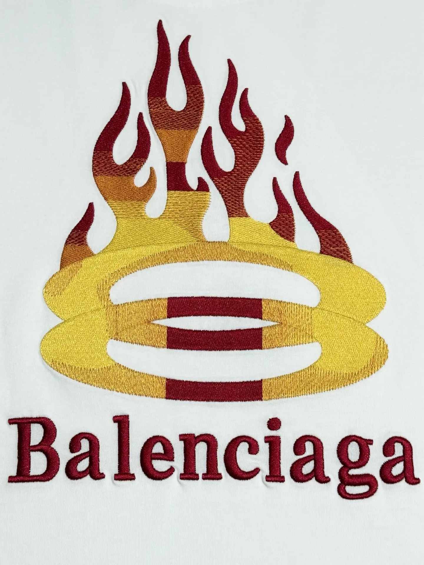 Flame Logo Embroidered Cotton T-Shirt D13513744 — view 7