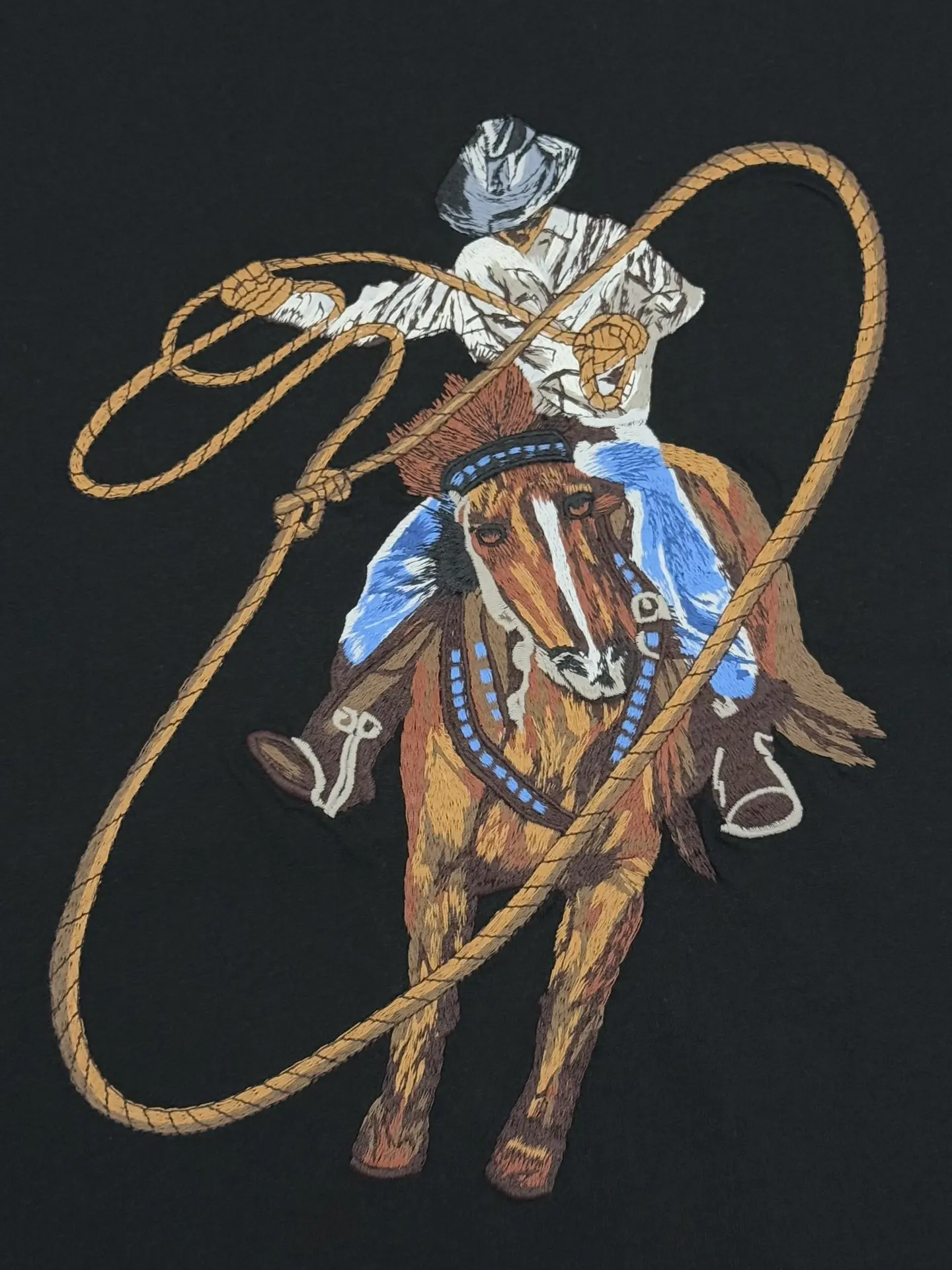 Embroidered Cowboy Lasso Cotton T-Shirt D14513807 — view 4