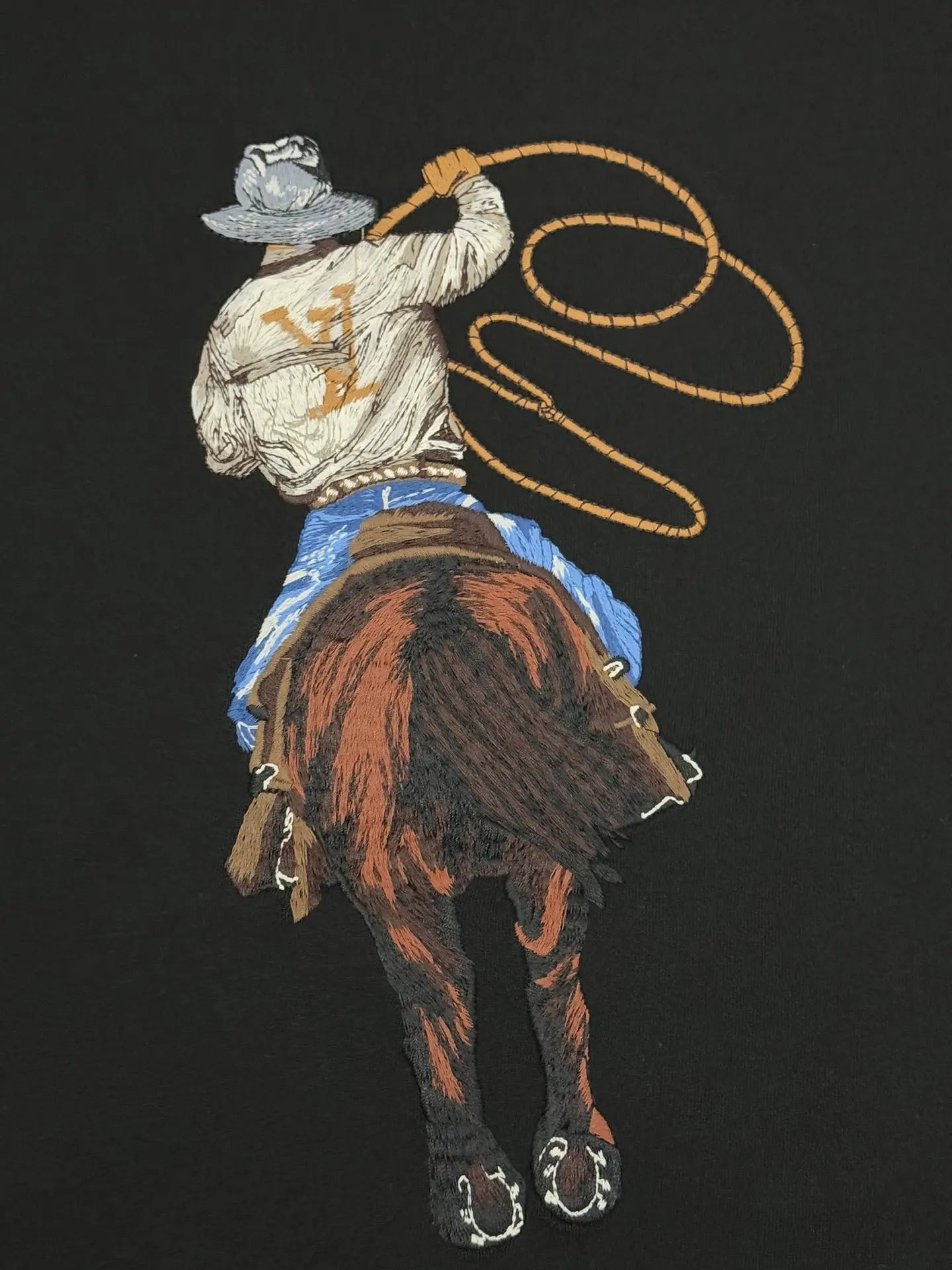 Embroidered Cowboy Lasso Cotton T-Shirt D14513807 — view 6