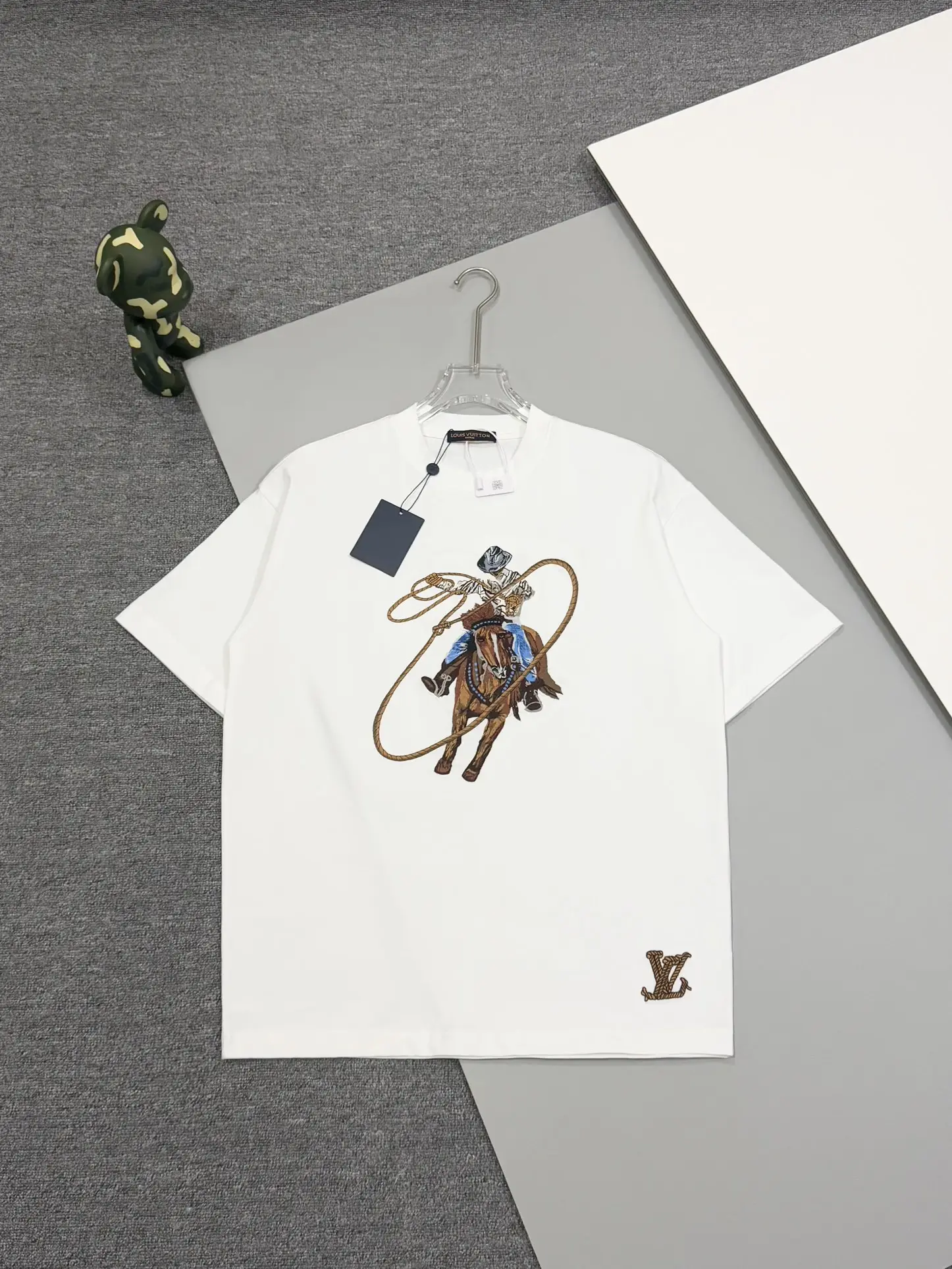 Embroidered Cowboy Lasso Cotton T-Shirt D14513806