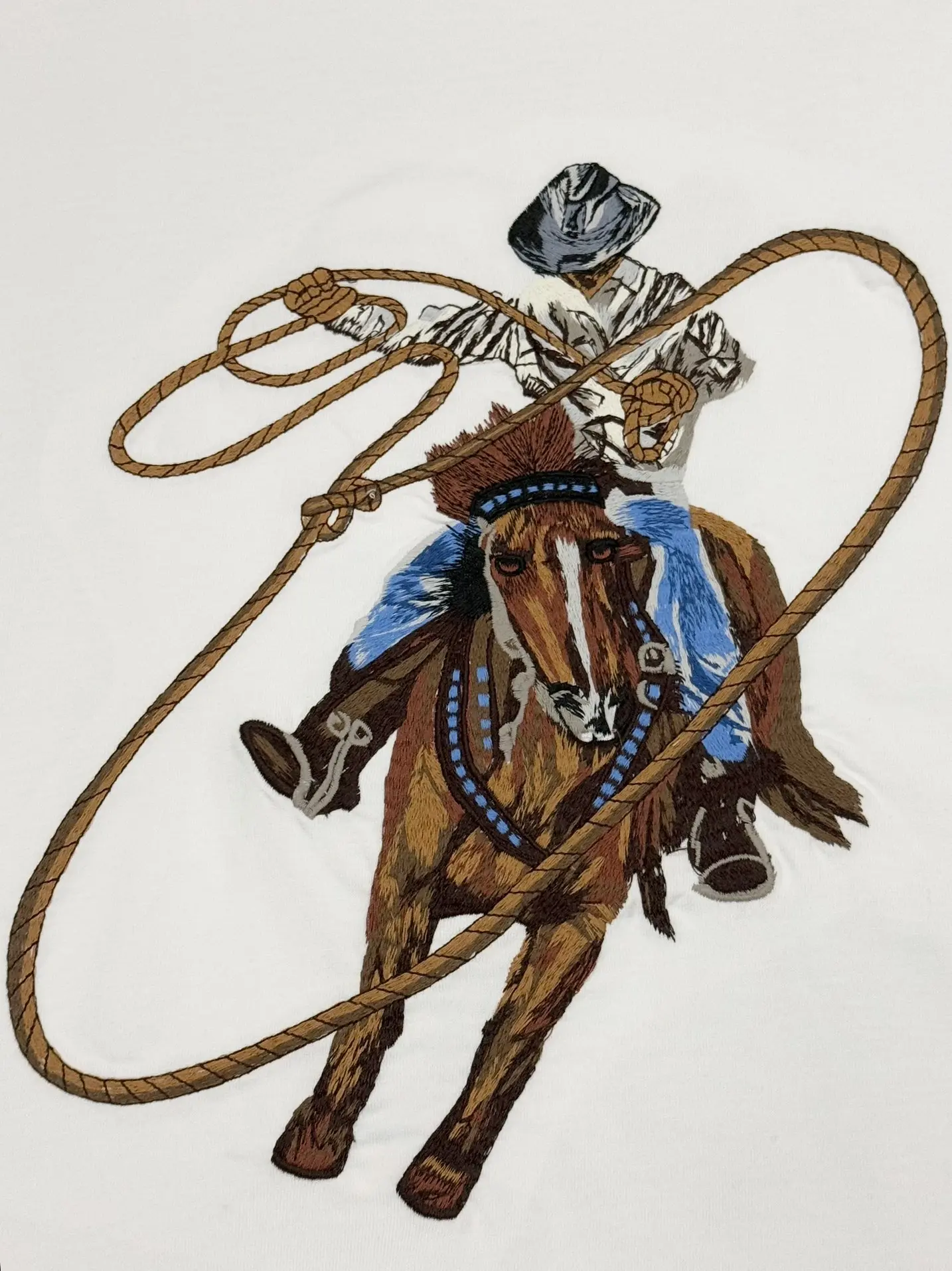 Embroidered Cowboy Lasso Cotton T-Shirt D14513806 — view 4
