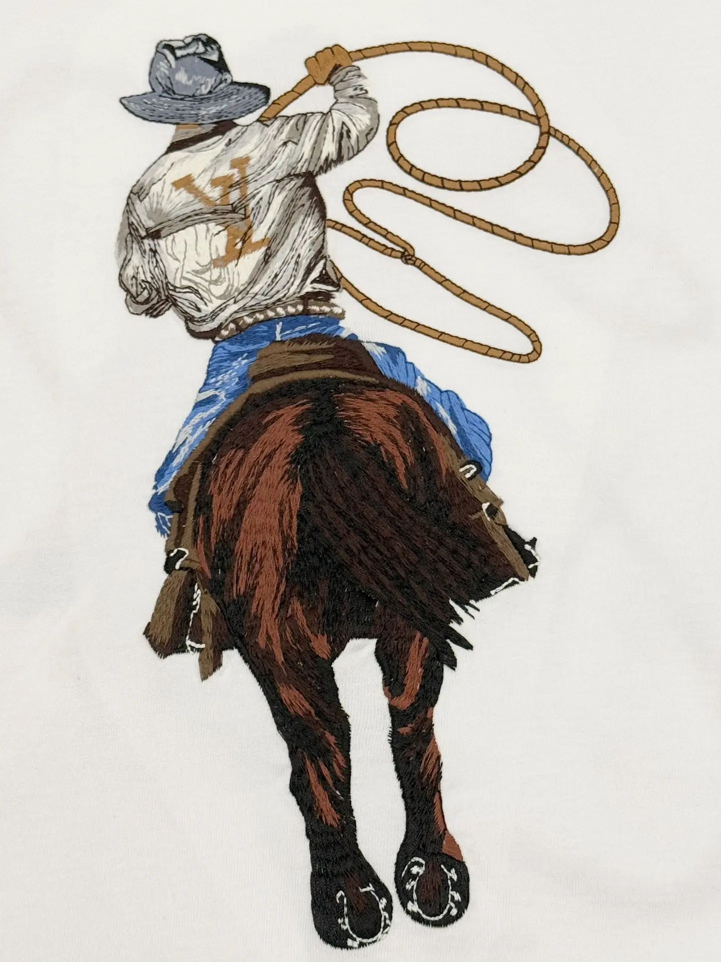 Embroidered Cowboy Lasso Cotton T-Shirt D14513806 — view 7