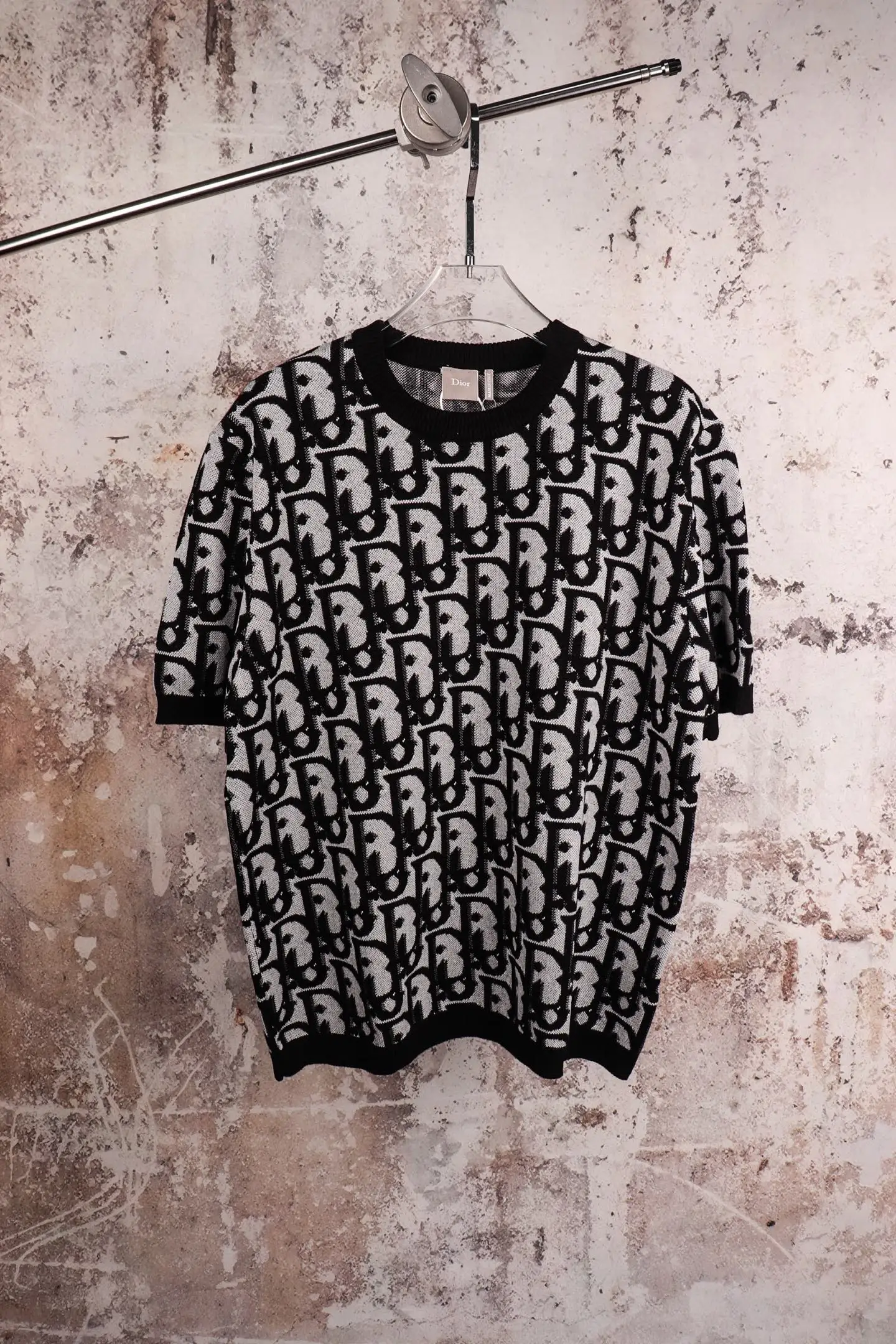 Oblique Print Cotton-Blend Knit T-Shirt D21521878