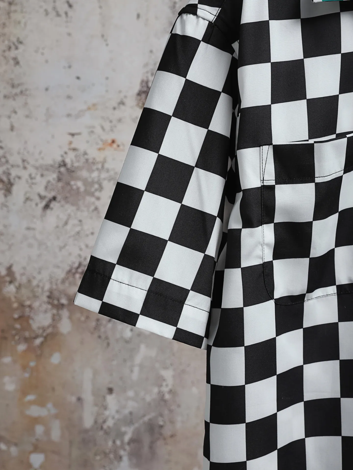 Damier Print Silk-Cotton Short-Sleeve Shirt D21521884 — view 7