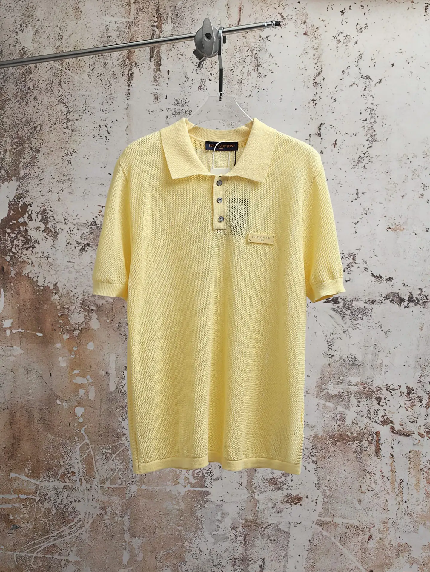 Logo-Patch Mesh Knit Cotton Polo Shirt D21521902