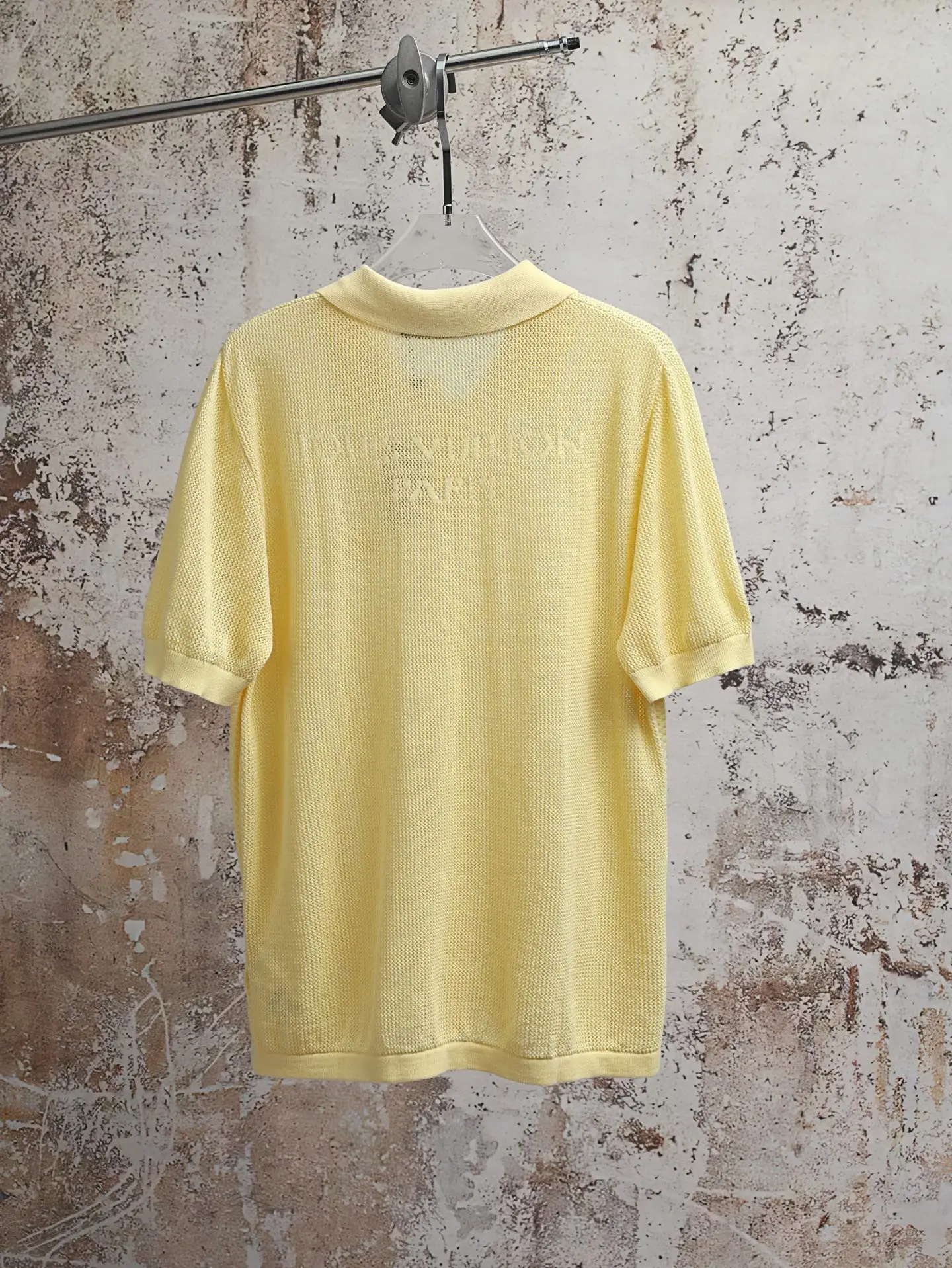 Logo-Patch Mesh Knit Cotton Polo Shirt D21521902 — view 2