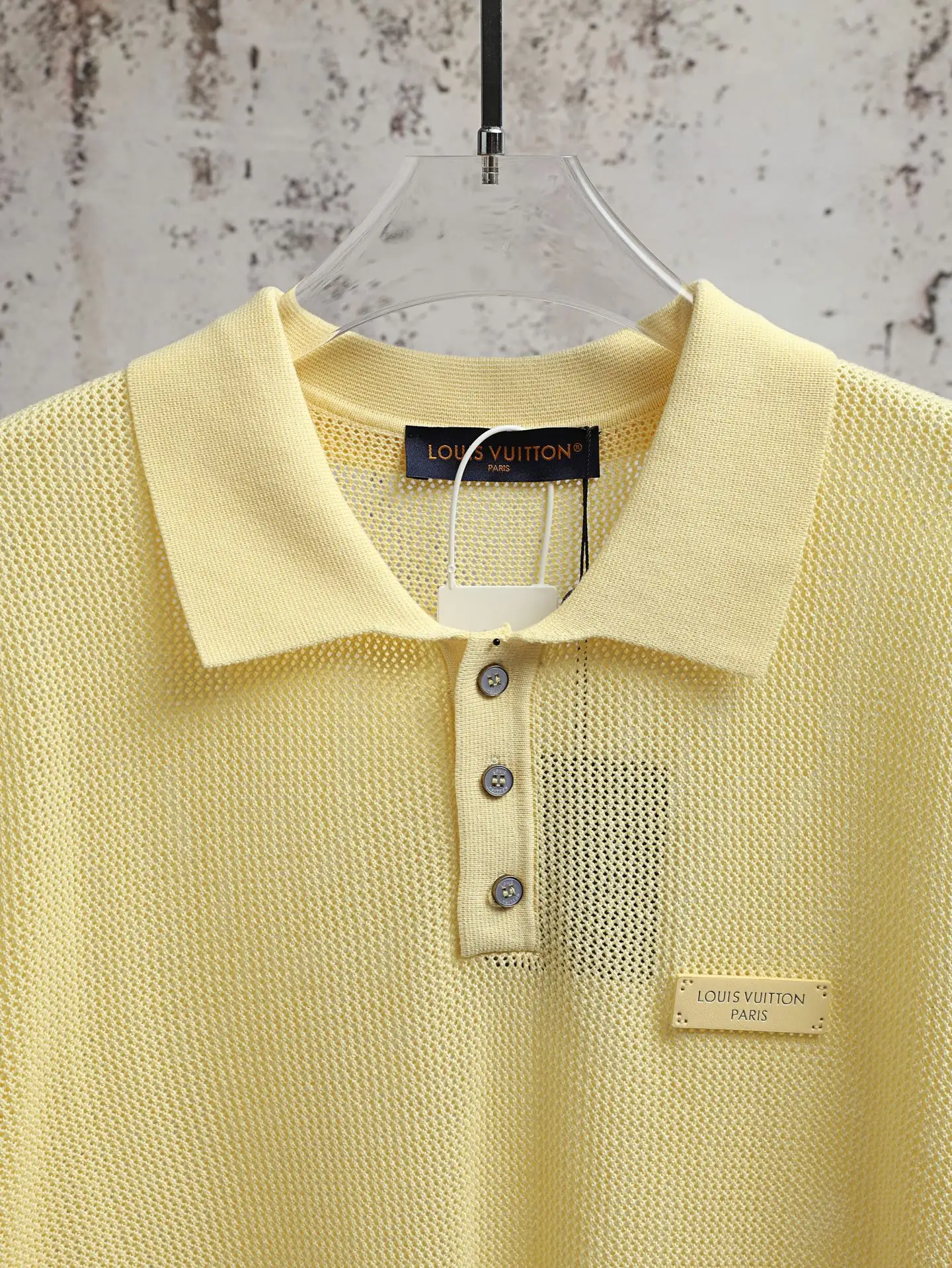 Logo-Patch Mesh Knit Cotton Polo Shirt D21521902 — view 3