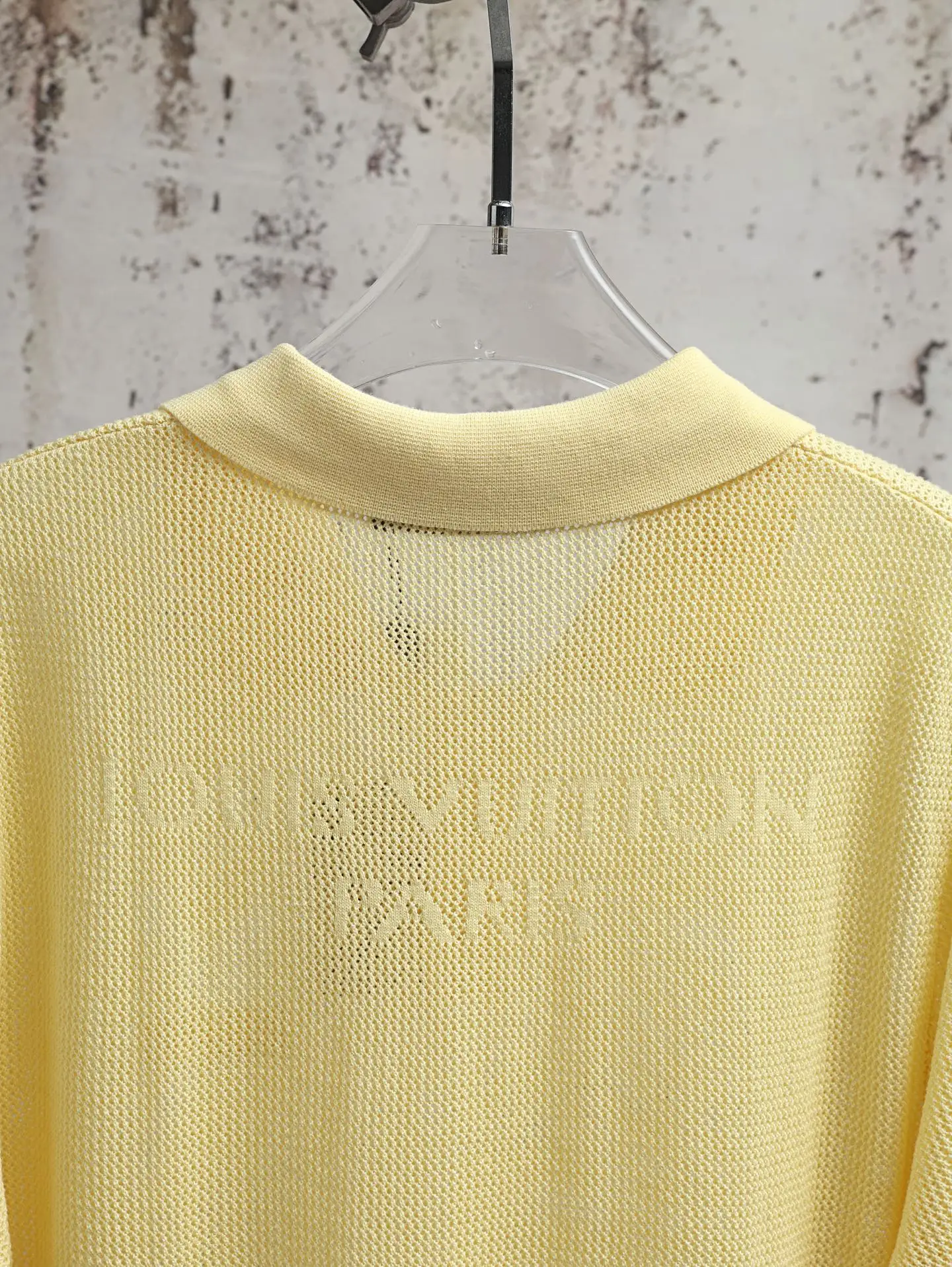 Logo-Patch Mesh Knit Cotton Polo Shirt D21521902 — view 6