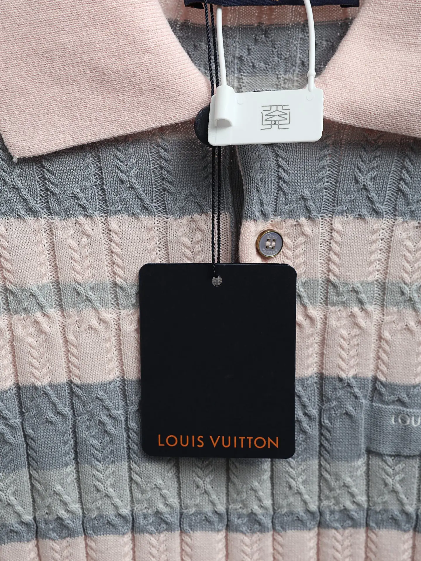 Striped Cable-Knit Cotton Polo Shirt D23021901 — view 5