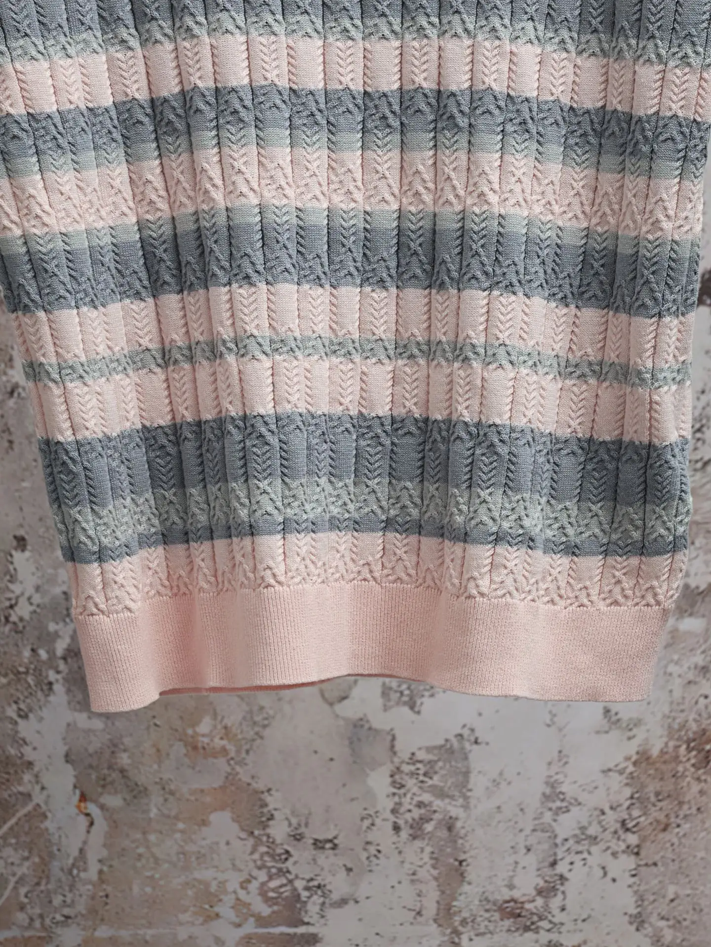 Striped Cable-Knit Cotton Polo Shirt D23021901 — view 6