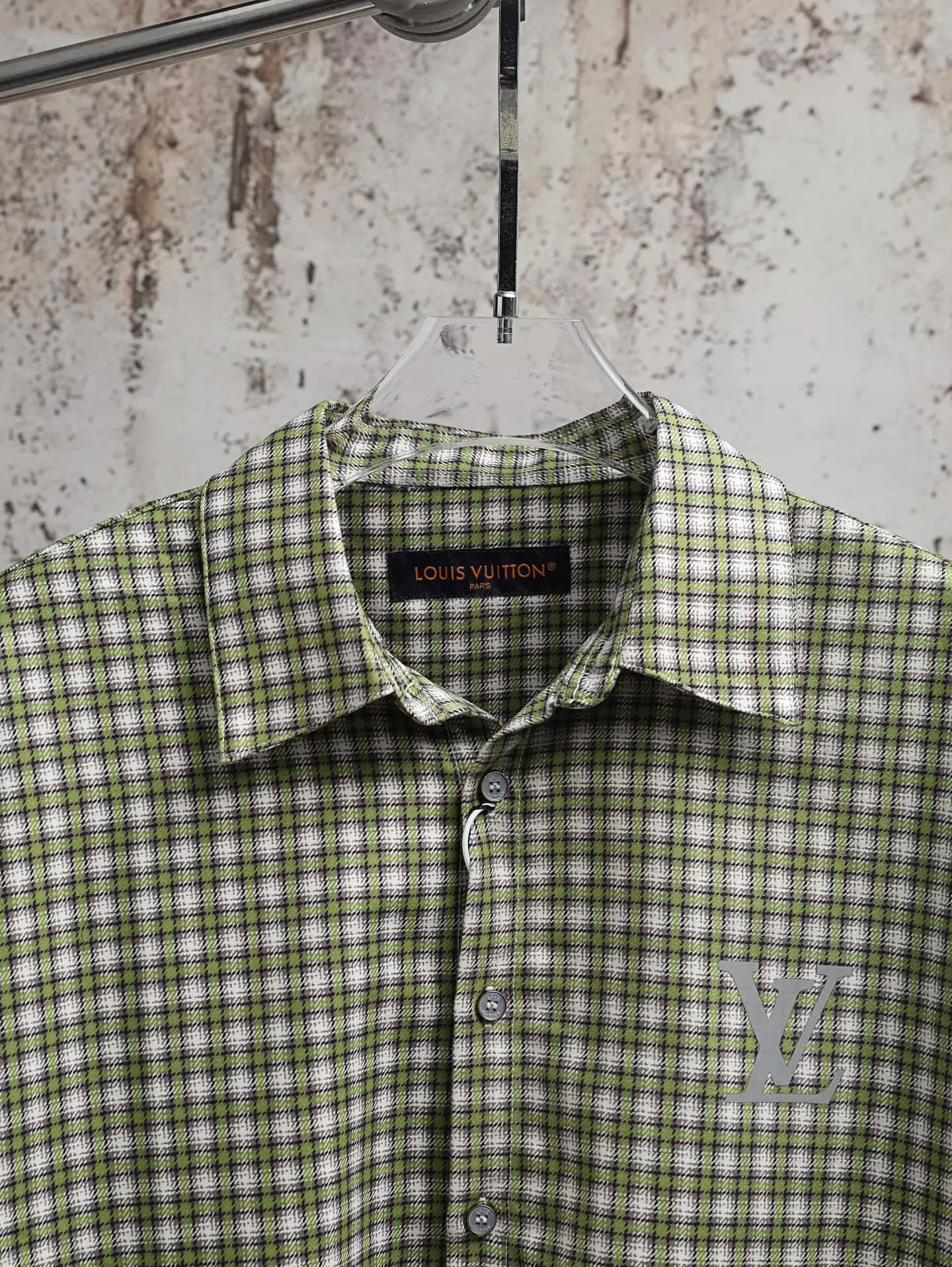 Monogram Reflective Plaid Long-Sleeve Shirt D26021893 — view 3