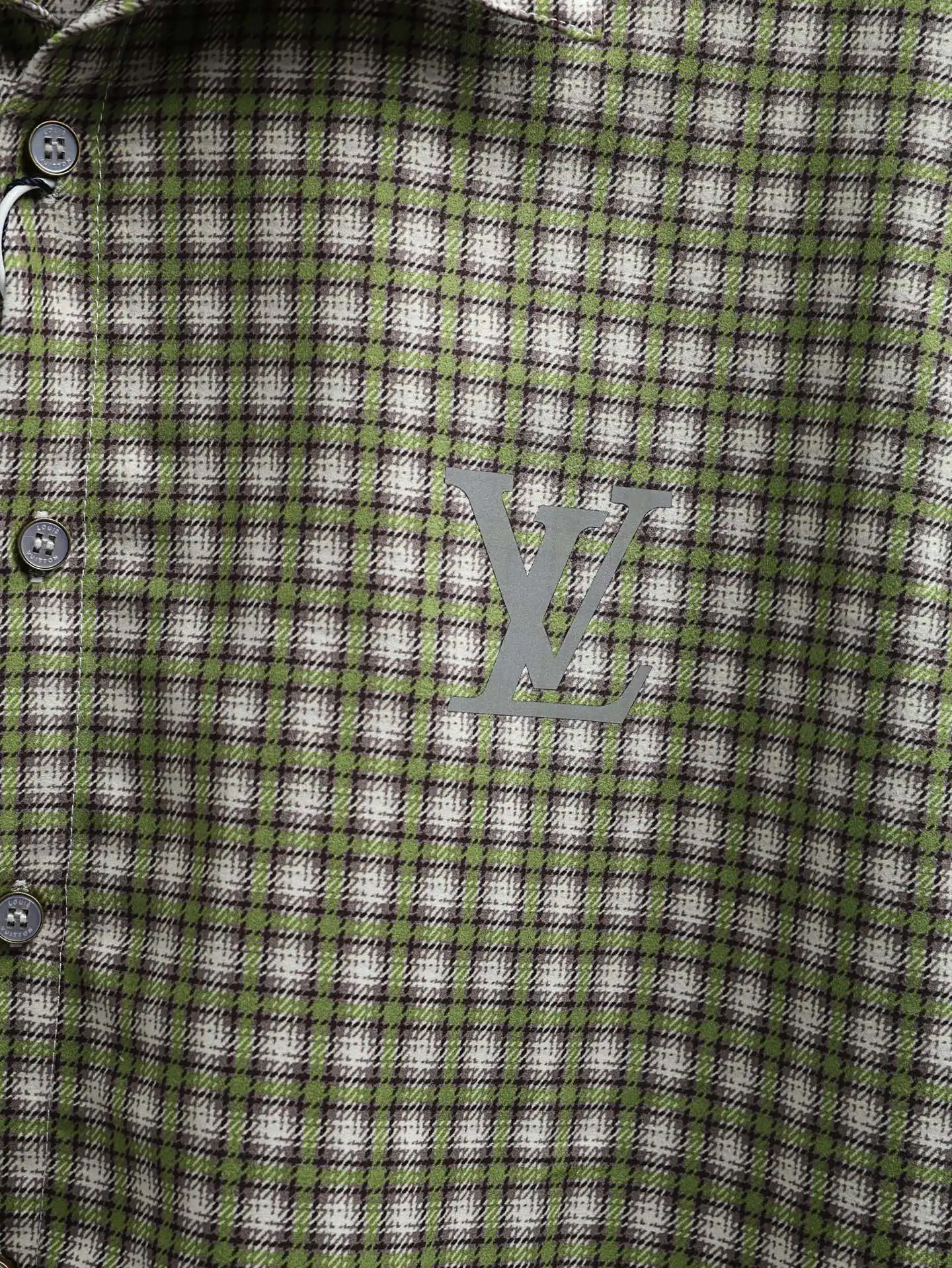 Monogram Reflective Plaid Long-Sleeve Shirt D26021893 — view 4