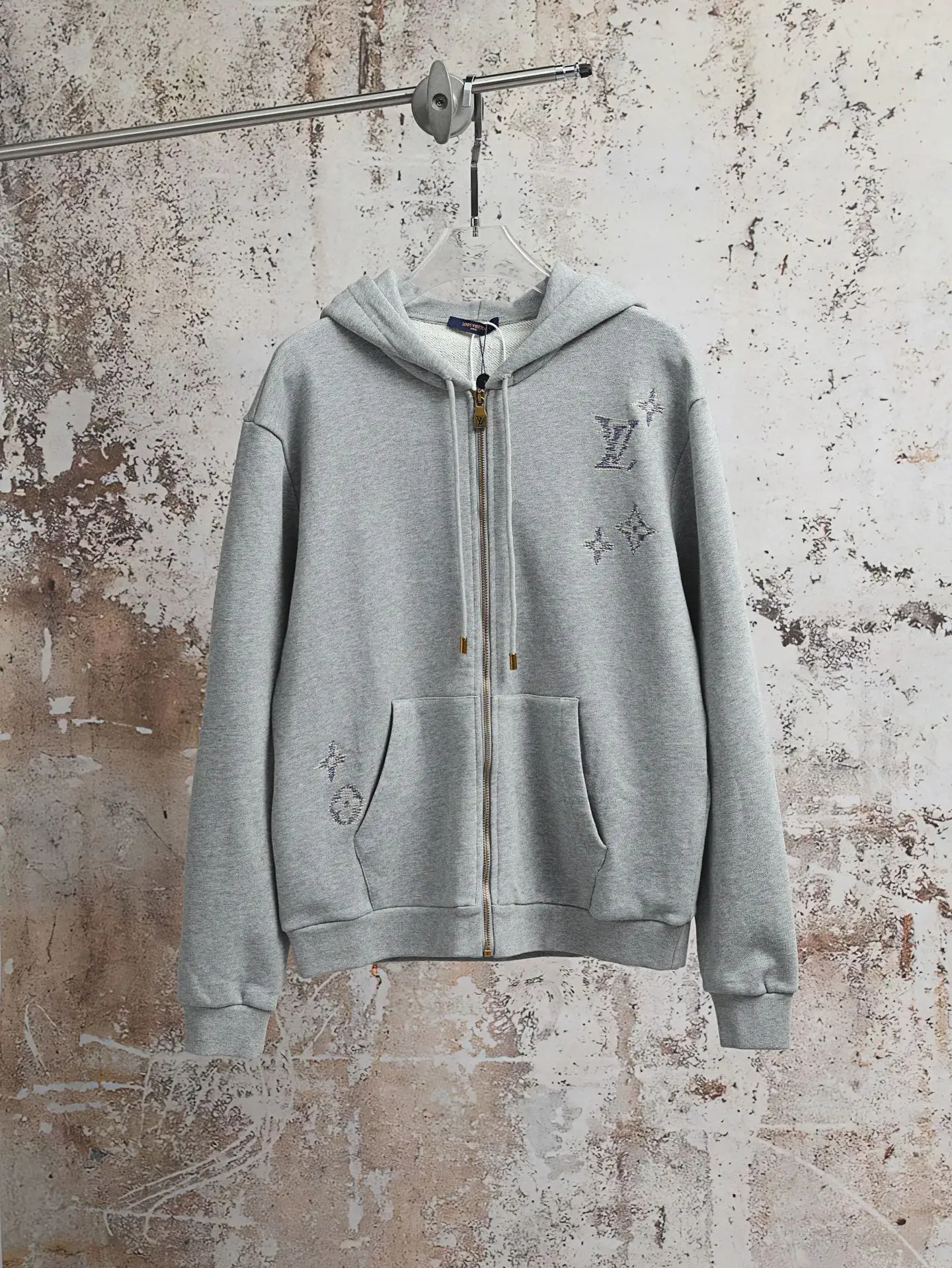 Embroidered Monogram Zip-Up Hoodie D27021919