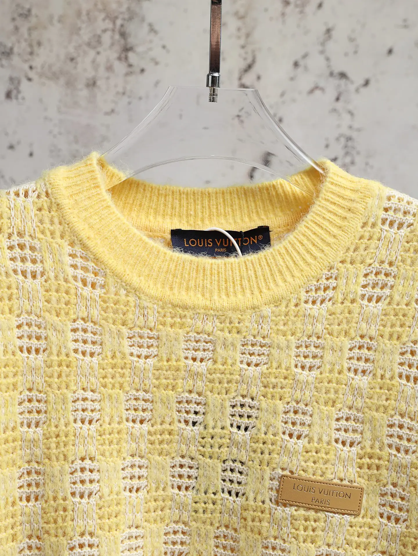 Checkered Open-Knit Cotton and Wool Sweater D29521881 — view 4