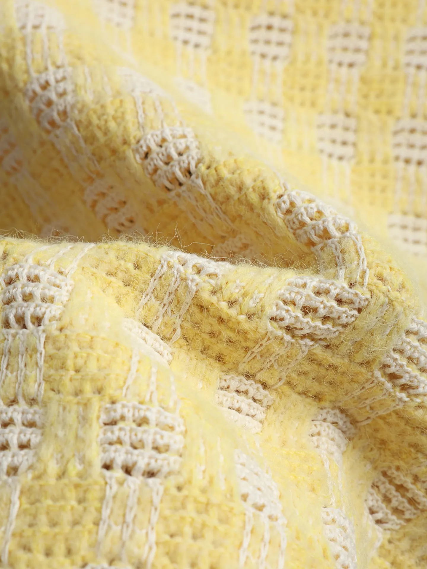 Checkered Open-Knit Cotton and Wool Sweater D29521881 — view 9