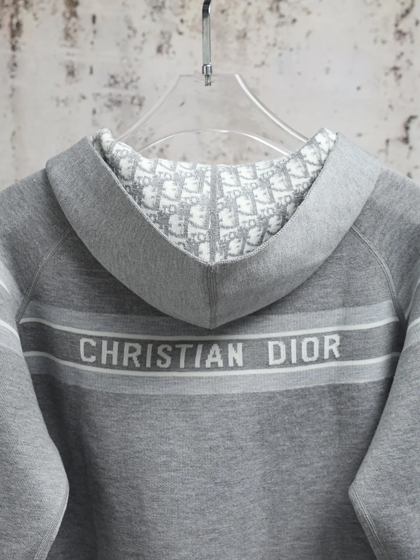 Oblique Reversible Cashmere-Blend Zip Hoodie D31021909 — view 5