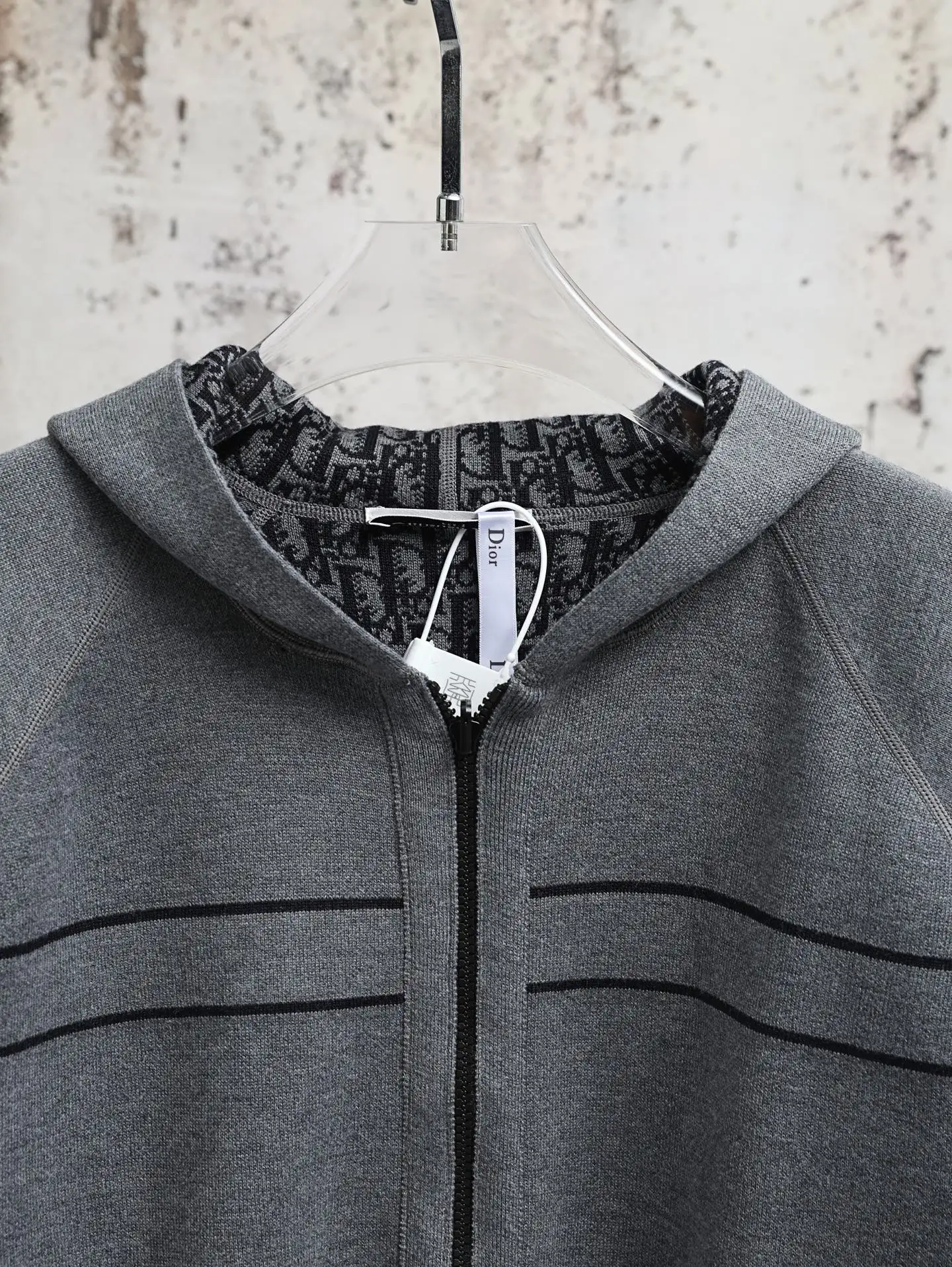 Oblique Reversible Cashmere-Blend Hooded Cardigan D32021908 — view 3