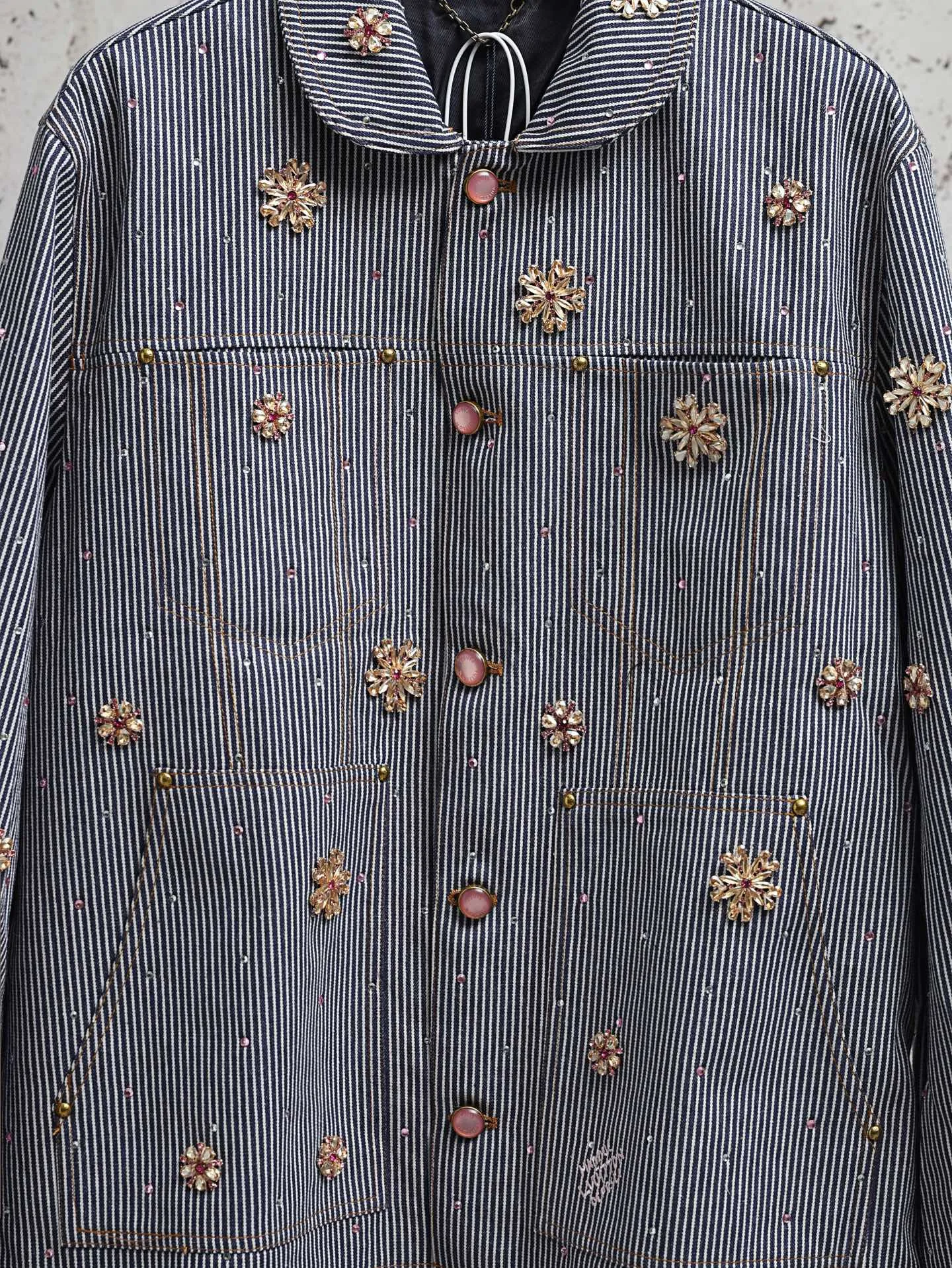 LV x Nigo Embroidered Striped Denim Workwear Jacket D33021905 — view 3