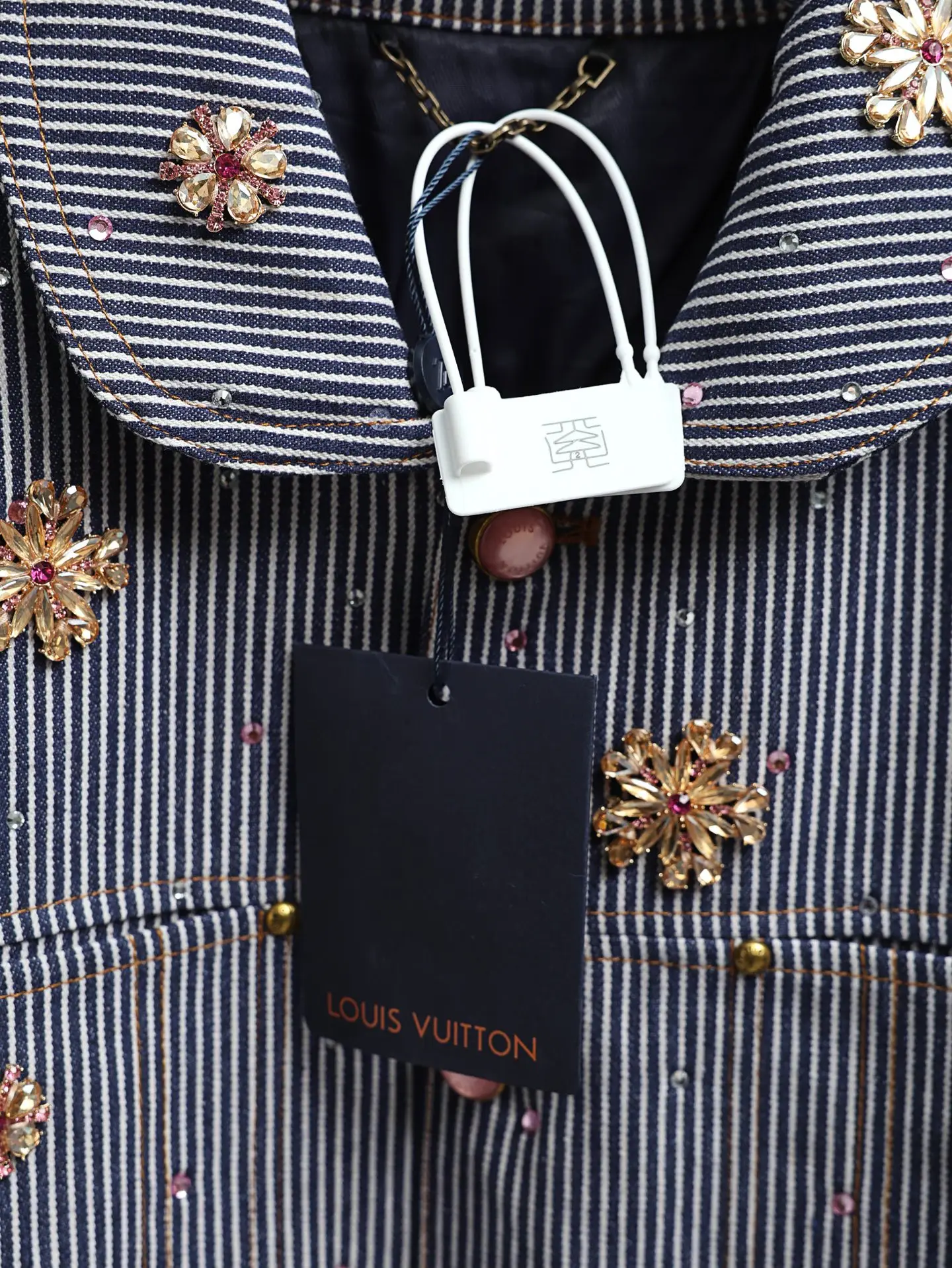 LV x Nigo Embroidered Striped Denim Workwear Jacket D33021905 — view 4