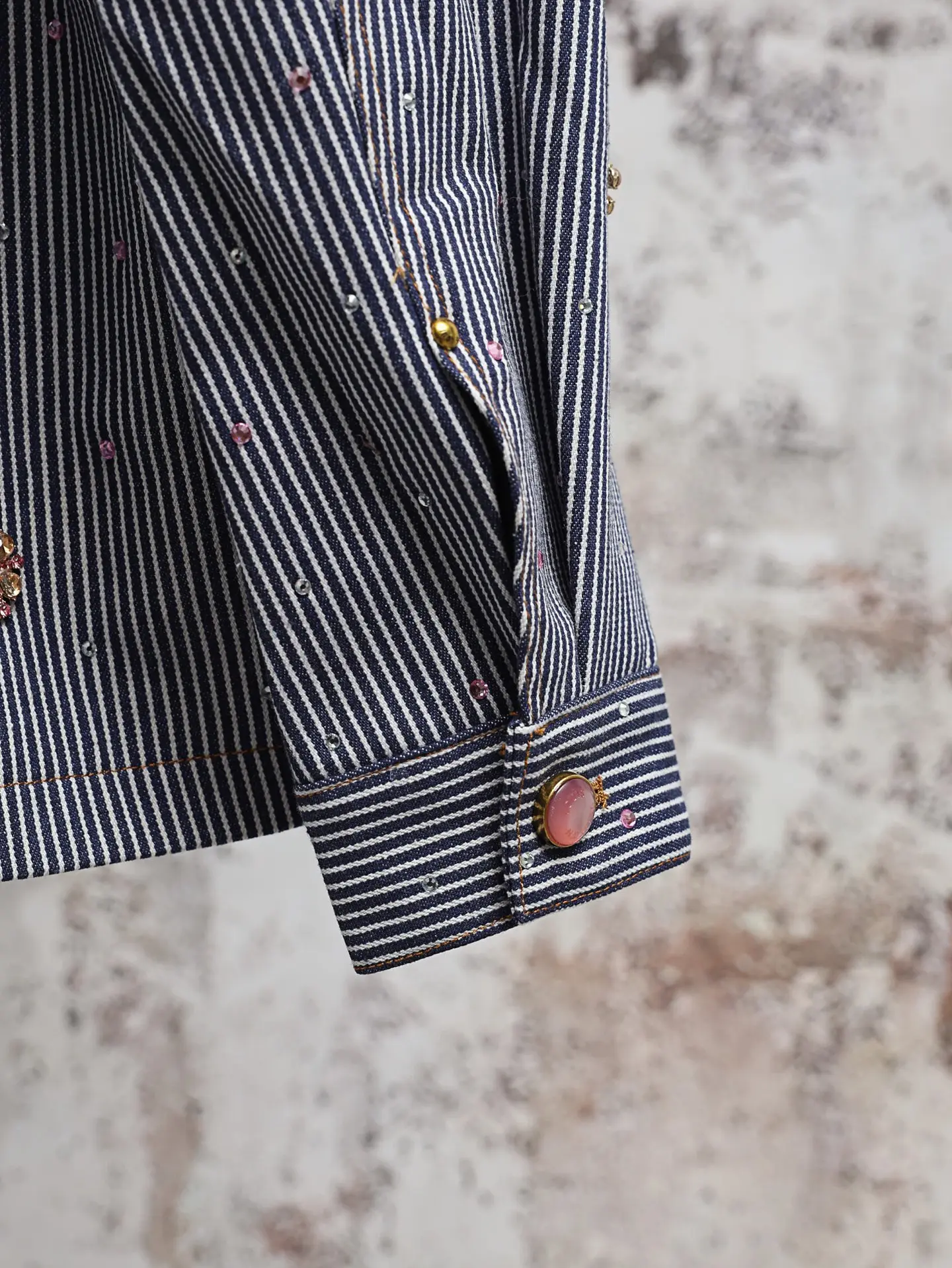 LV x Nigo Embroidered Striped Denim Workwear Jacket D33021905 — view 6