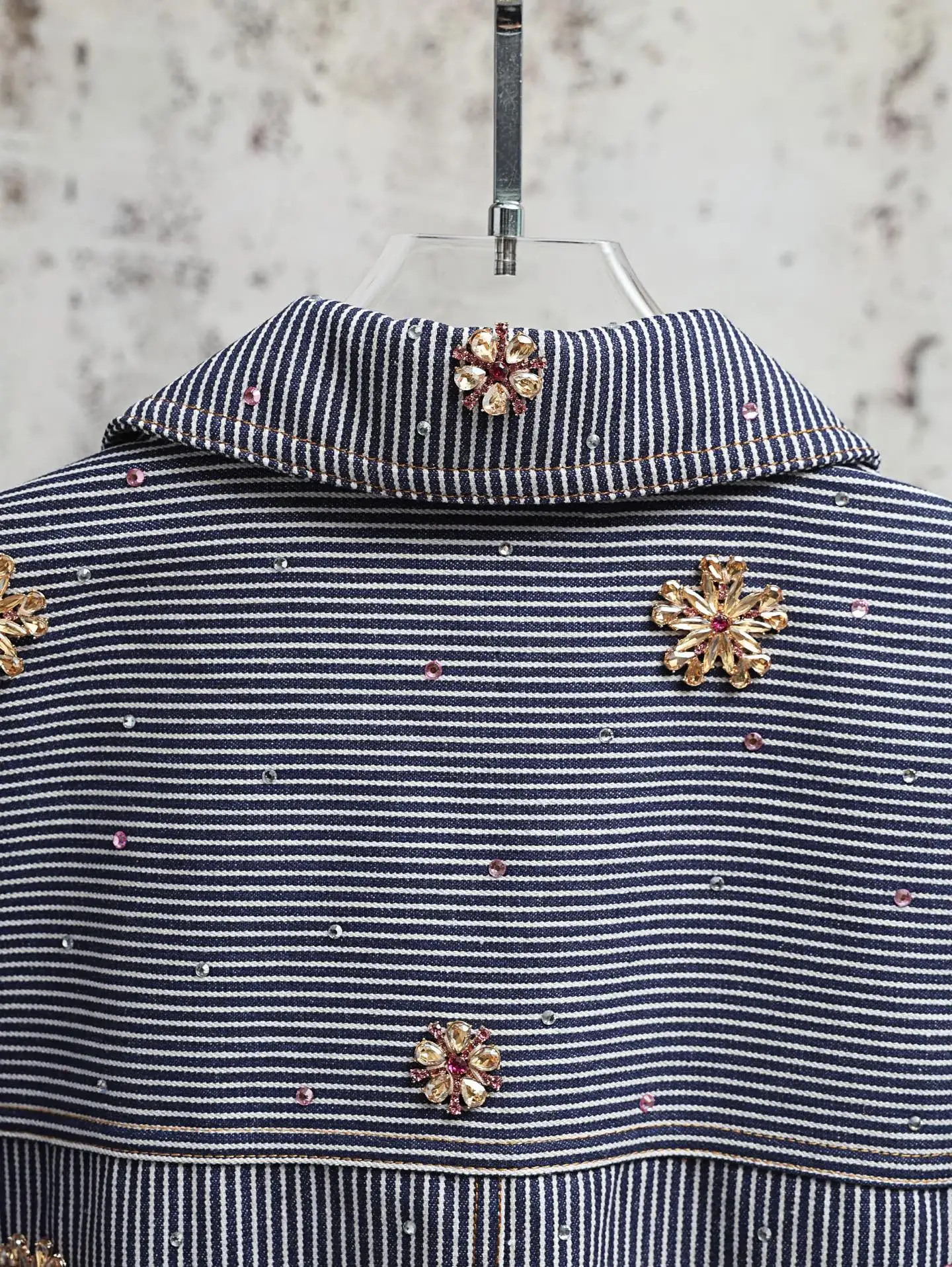 LV x Nigo Embroidered Striped Denim Workwear Jacket D33021905 — view 9