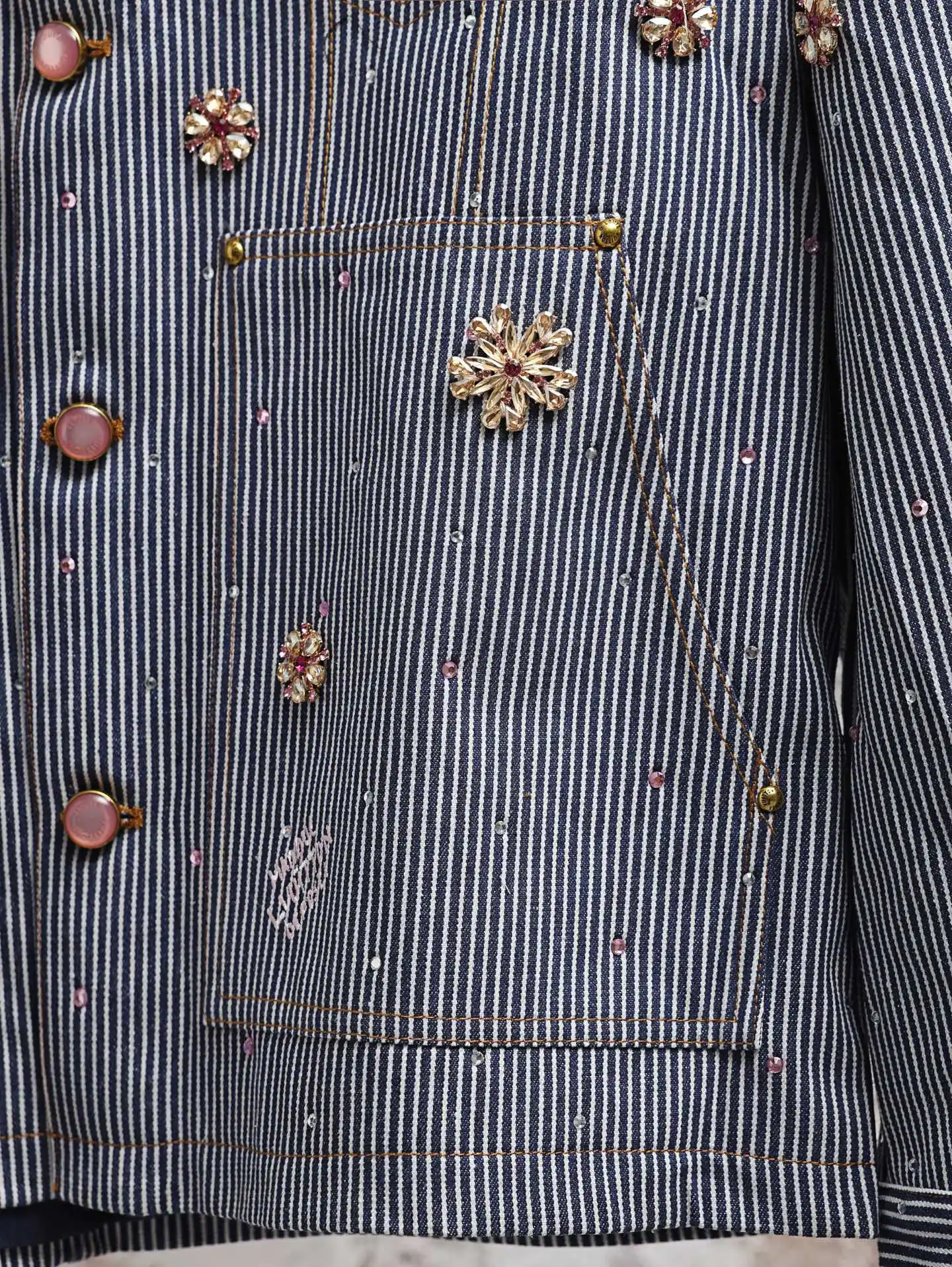 LV x Nigo Embroidered Striped Denim Workwear Jacket D33021905 — view 10