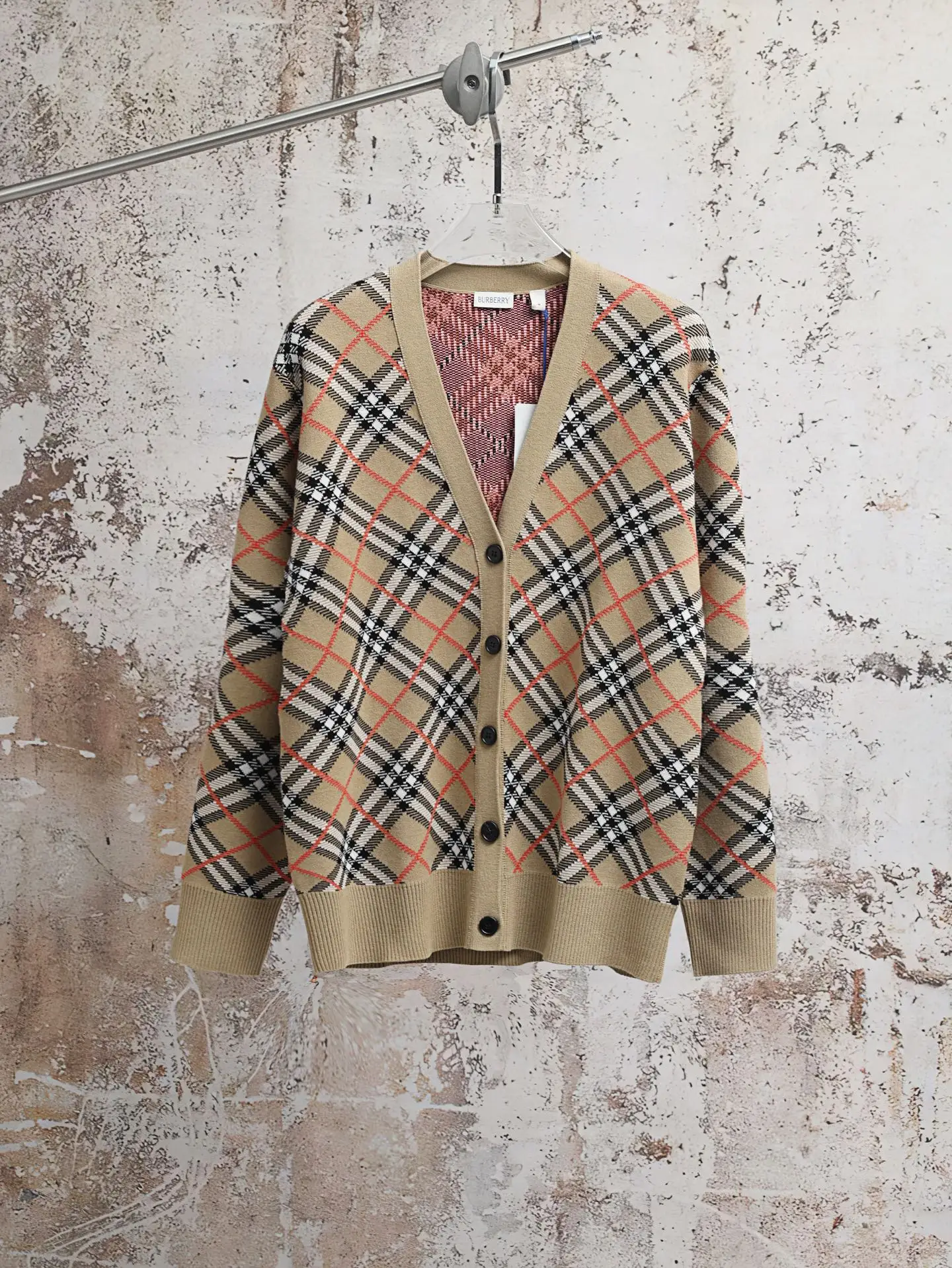 Check Cotton and Wool-Blend Cardigan D34021911