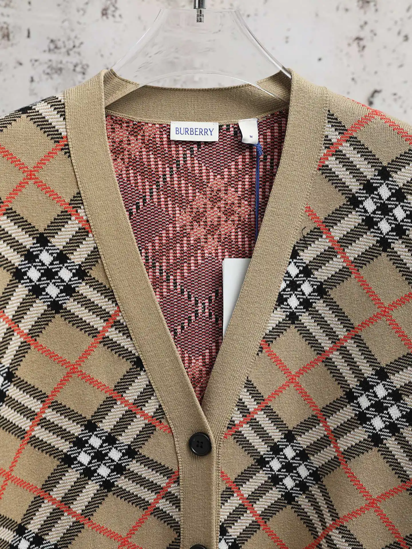 Check Cotton and Wool-Blend Cardigan D34021911 — view 3