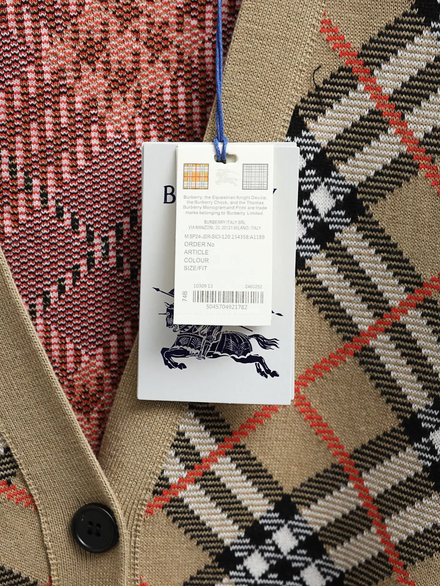 Check Cotton and Wool-Blend Cardigan D34021911 — view 5