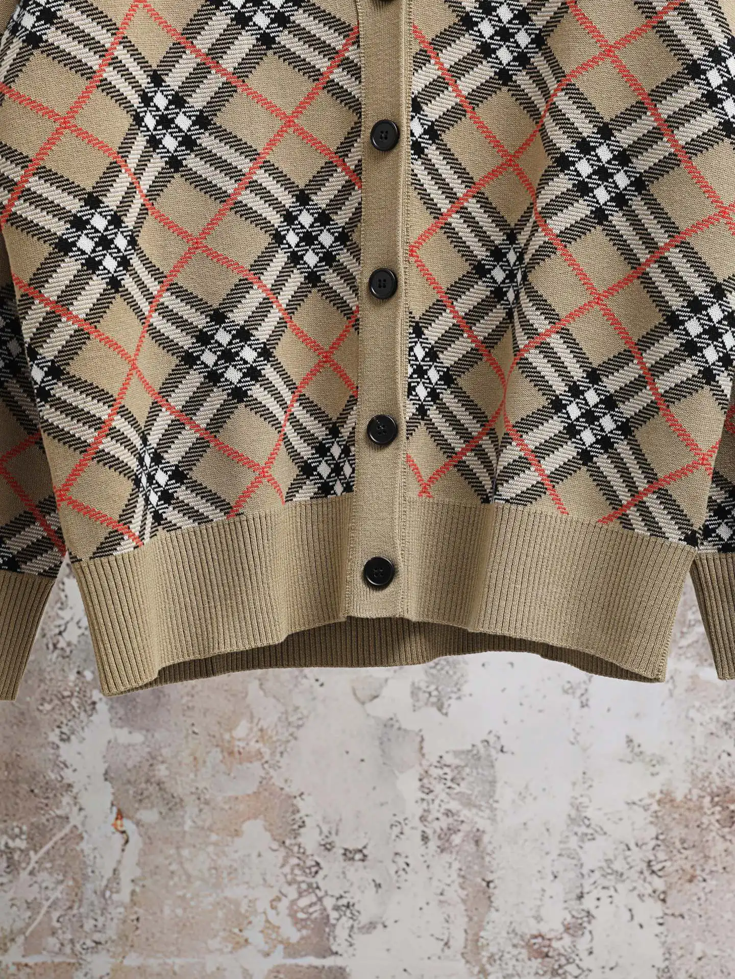 Check Cotton and Wool-Blend Cardigan D34021911 — view 7
