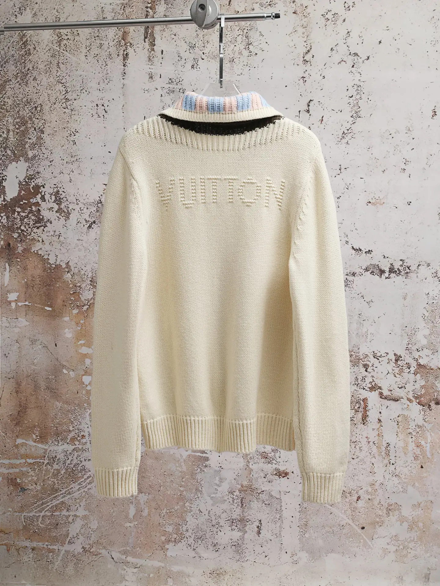 Damier Collar Zip-Up Wool Cardigan D34021886 — view 2