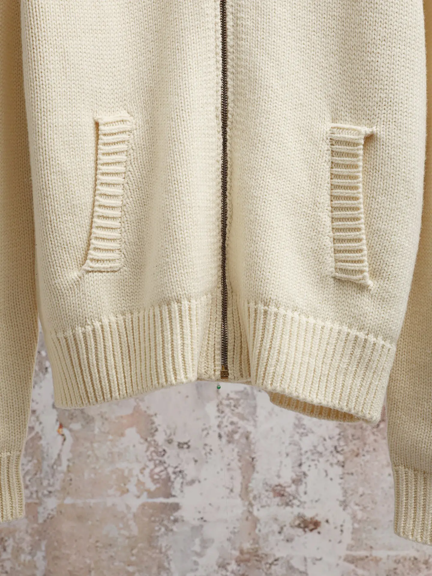 Damier Collar Zip-Up Wool Cardigan D34021886 — view 6