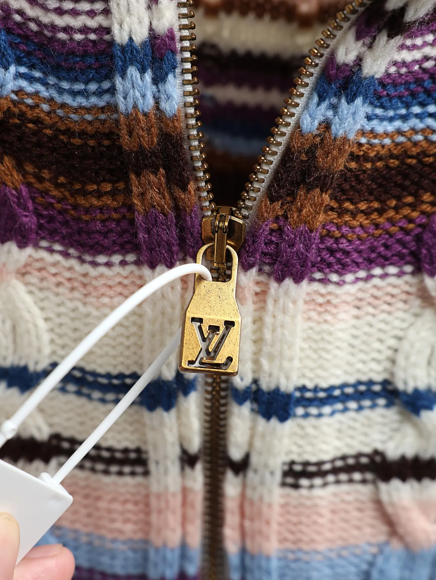 Striped Cable-Knit Zip-Up Cardigan D34021887 — view 6