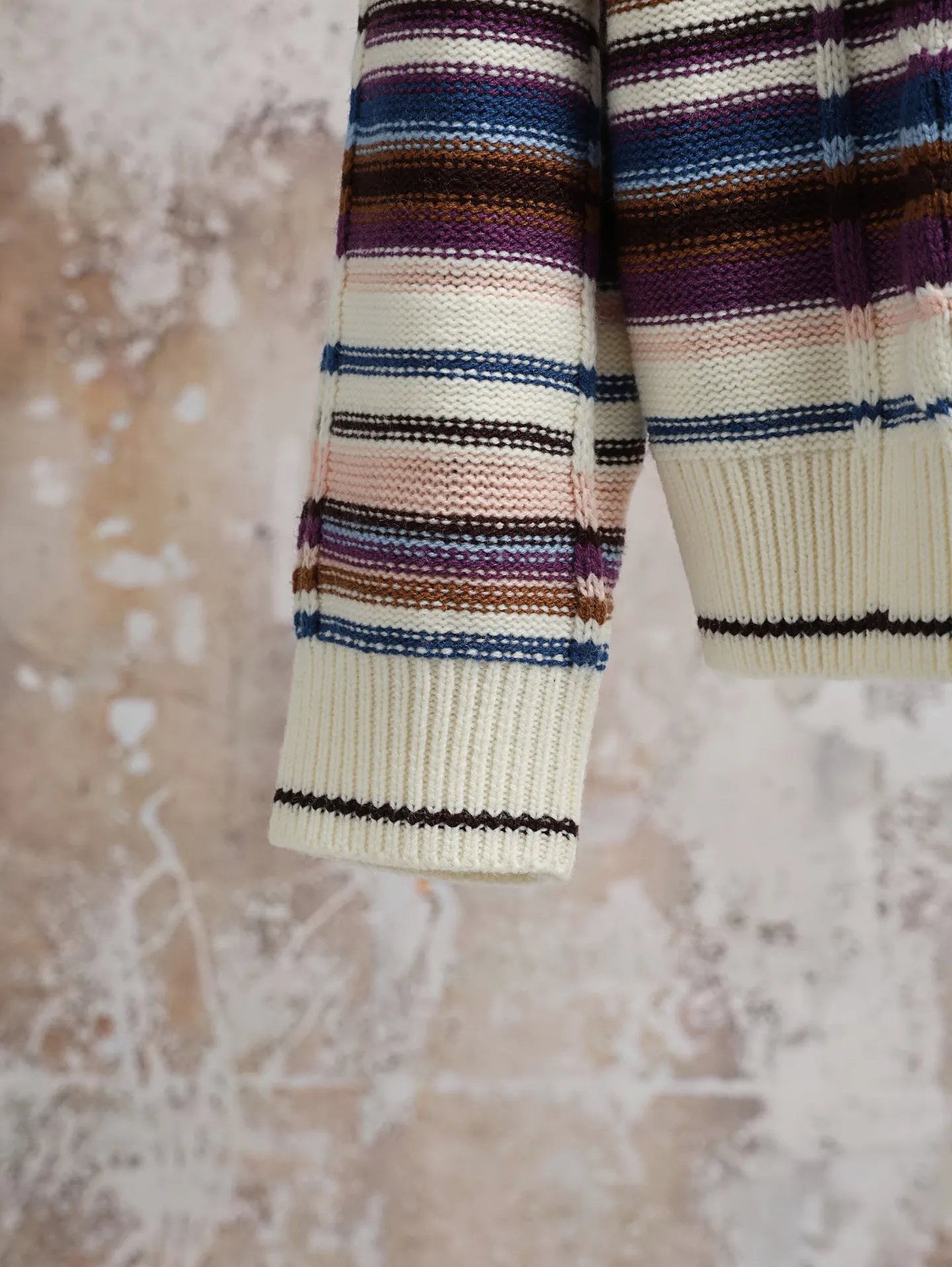 Striped Cable-Knit Zip-Up Cardigan D34021887 — view 7
