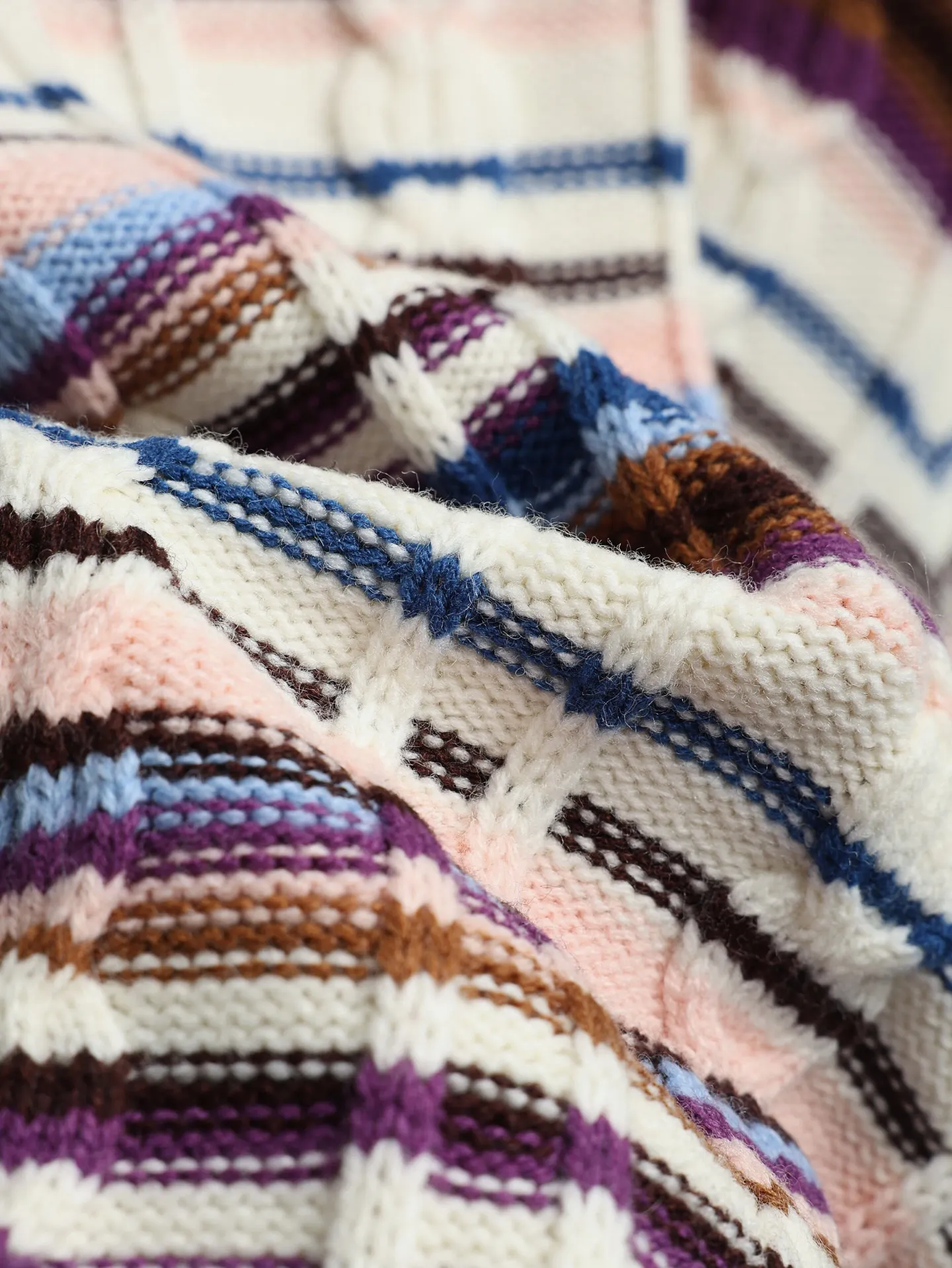Striped Cable-Knit Zip-Up Cardigan D34021887 — view 9