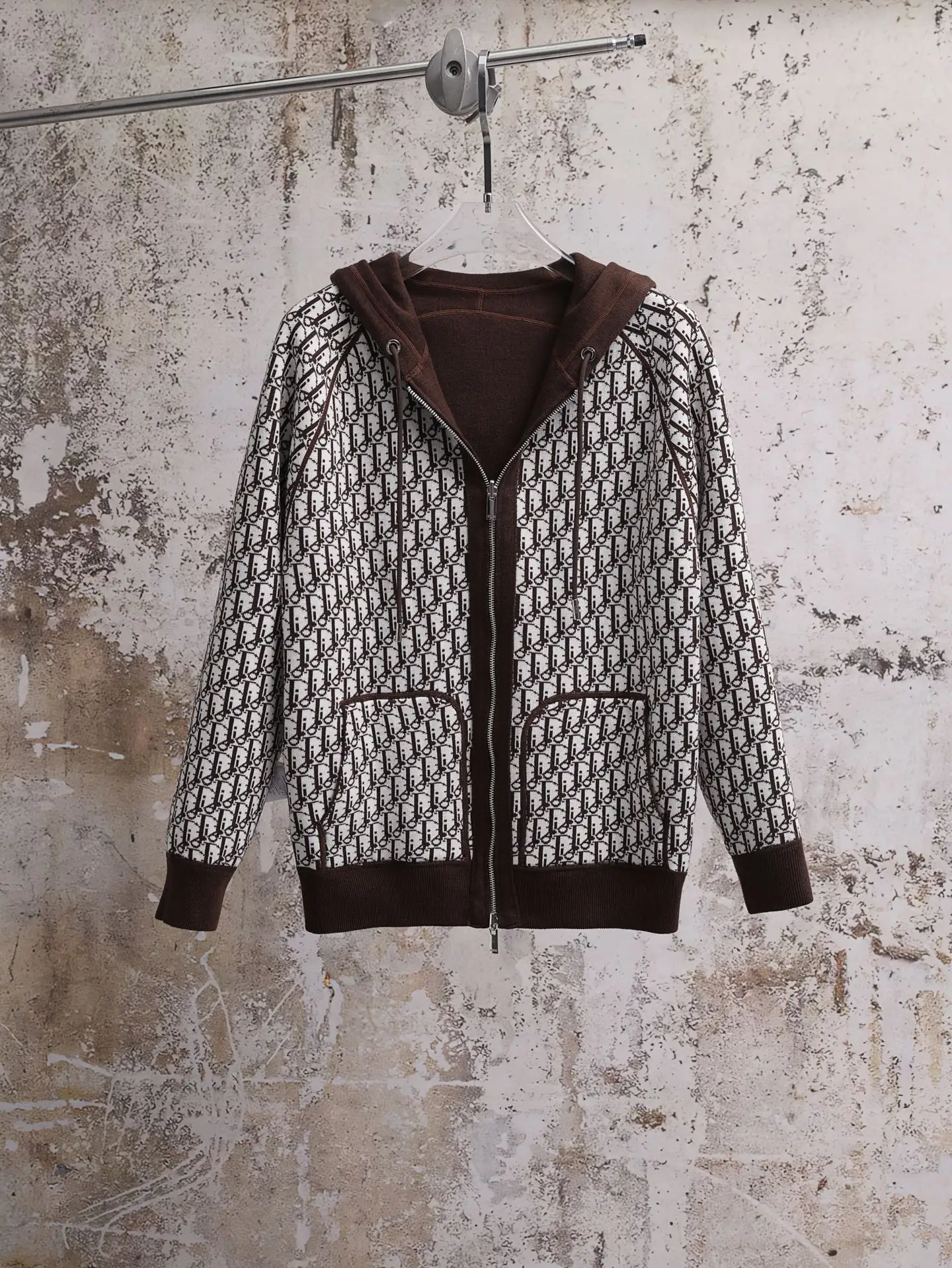 Oblique Lining Zip-Up Hooded Sweatshirt D34521900 — view 3
