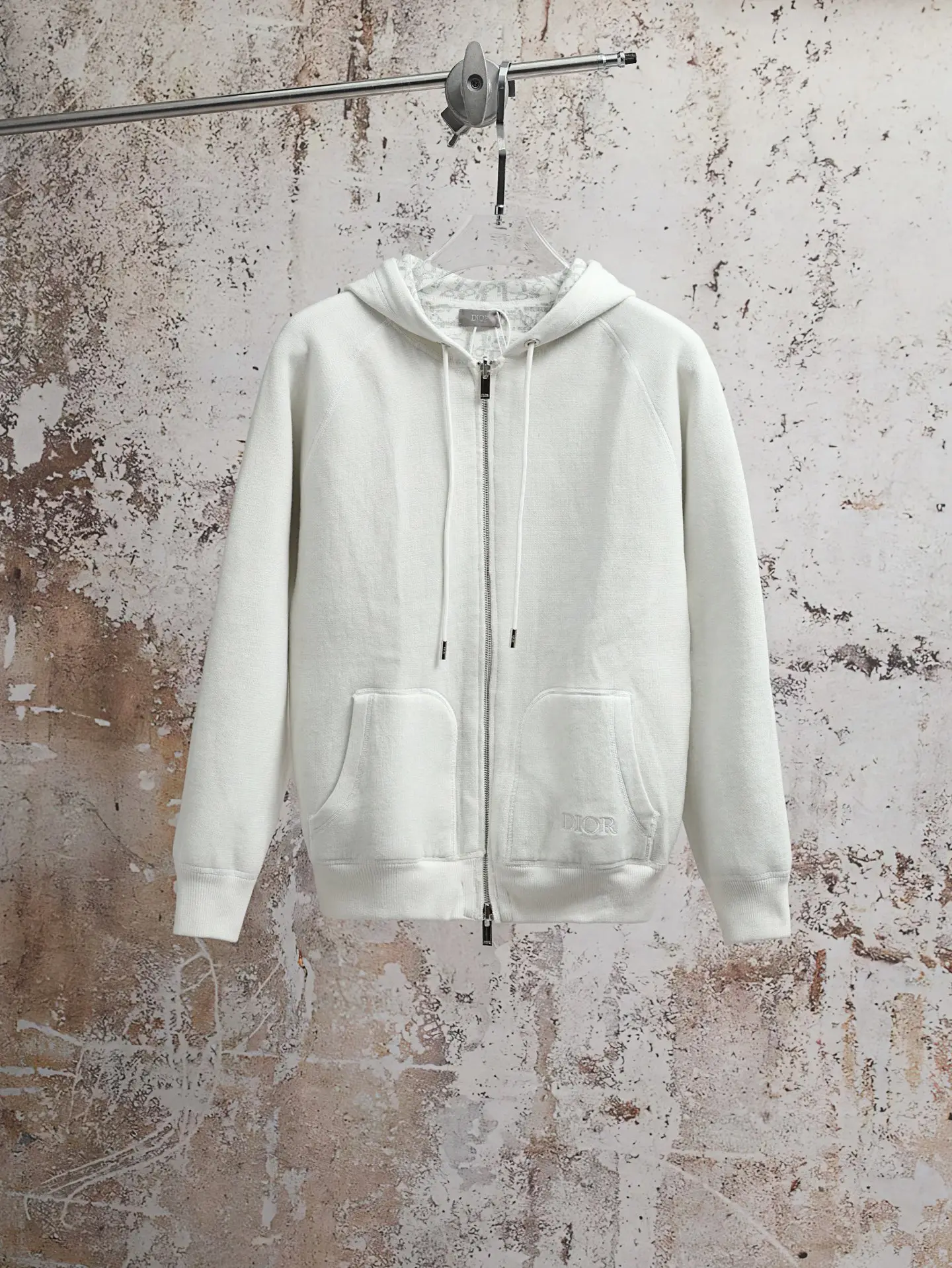 Oblique Lining Zip-Up Hooded Sweatshirt D34521898