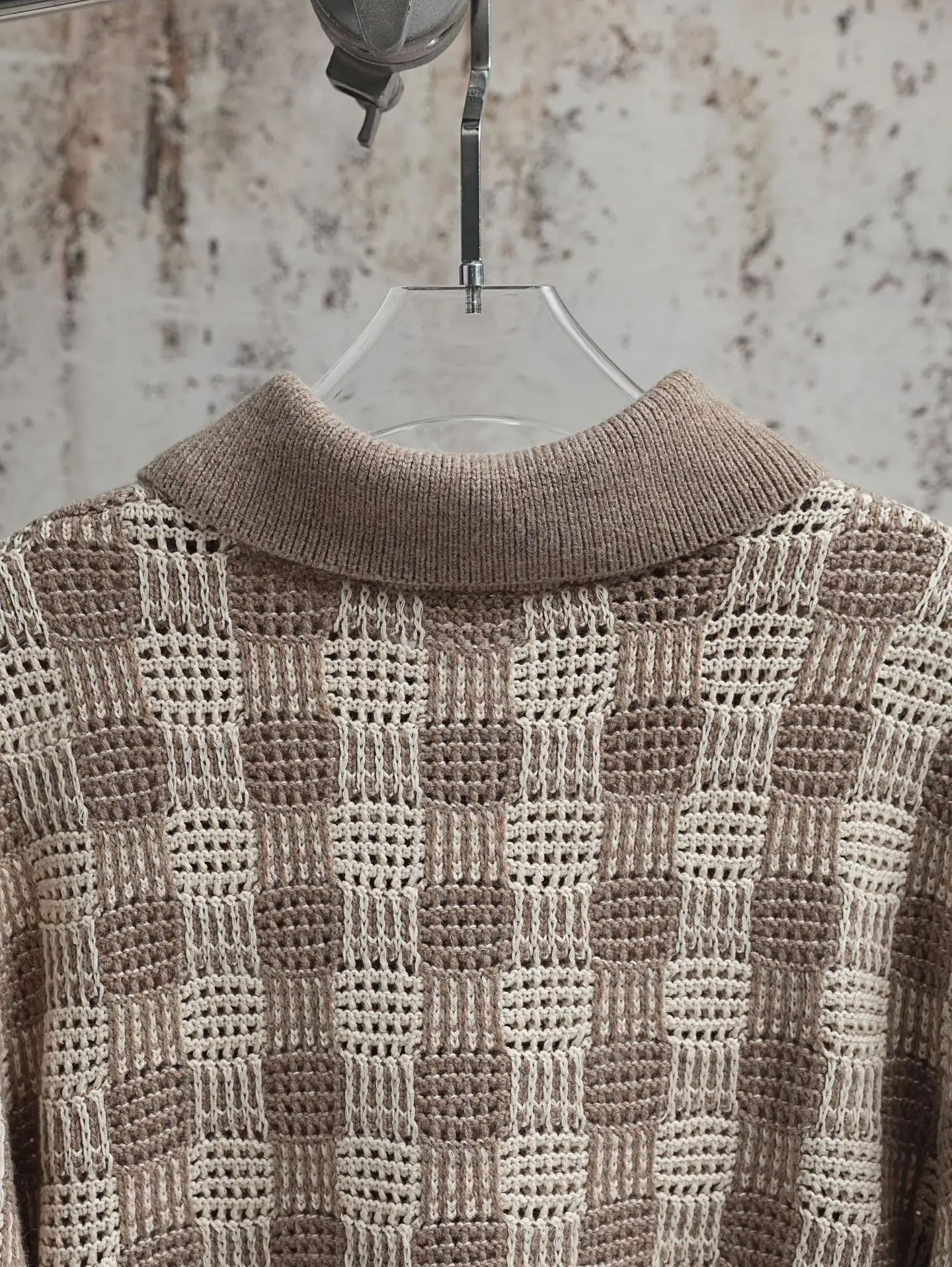 Damier Crochet Knit Cardigan D34521888 — view 7